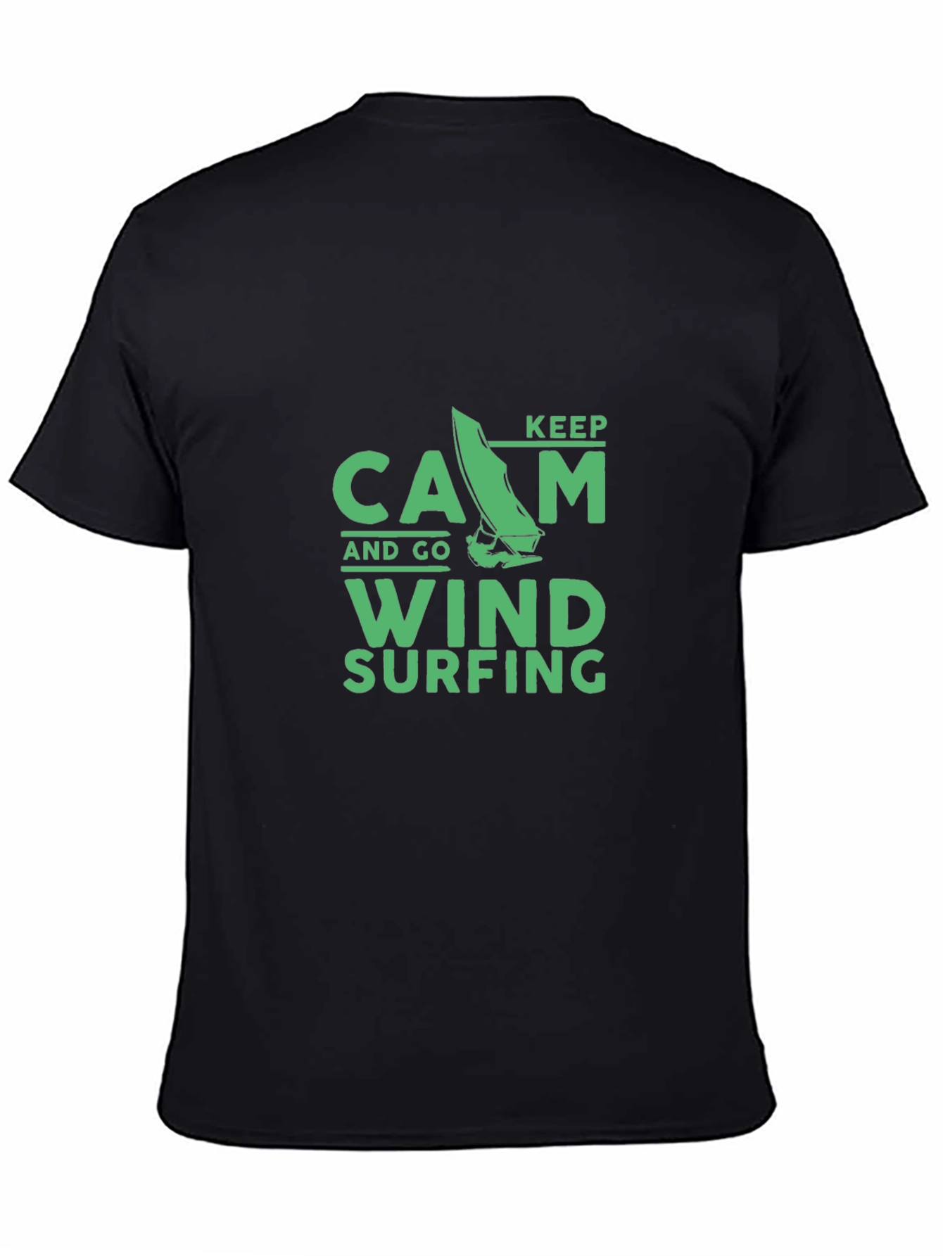 Keep Calm Windsurfing T-Shirt - Black Cotton Tee