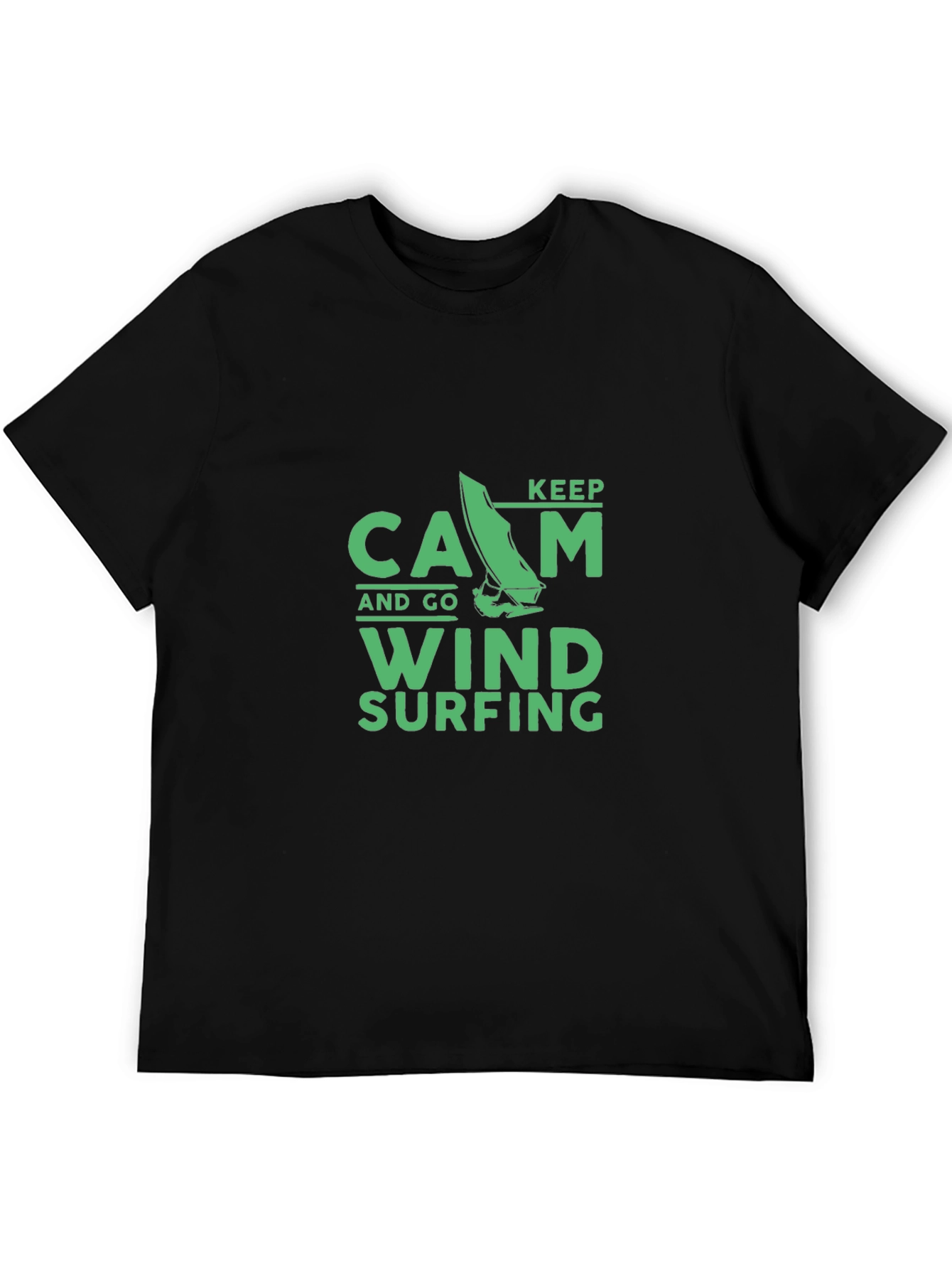 Keep Calm Windsurfing T-Shirt - Black Cotton Tee