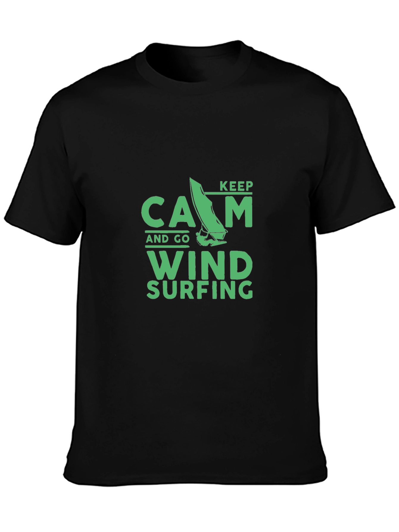 Keep Calm Windsurfing T-Shirt - Black Cotton Tee