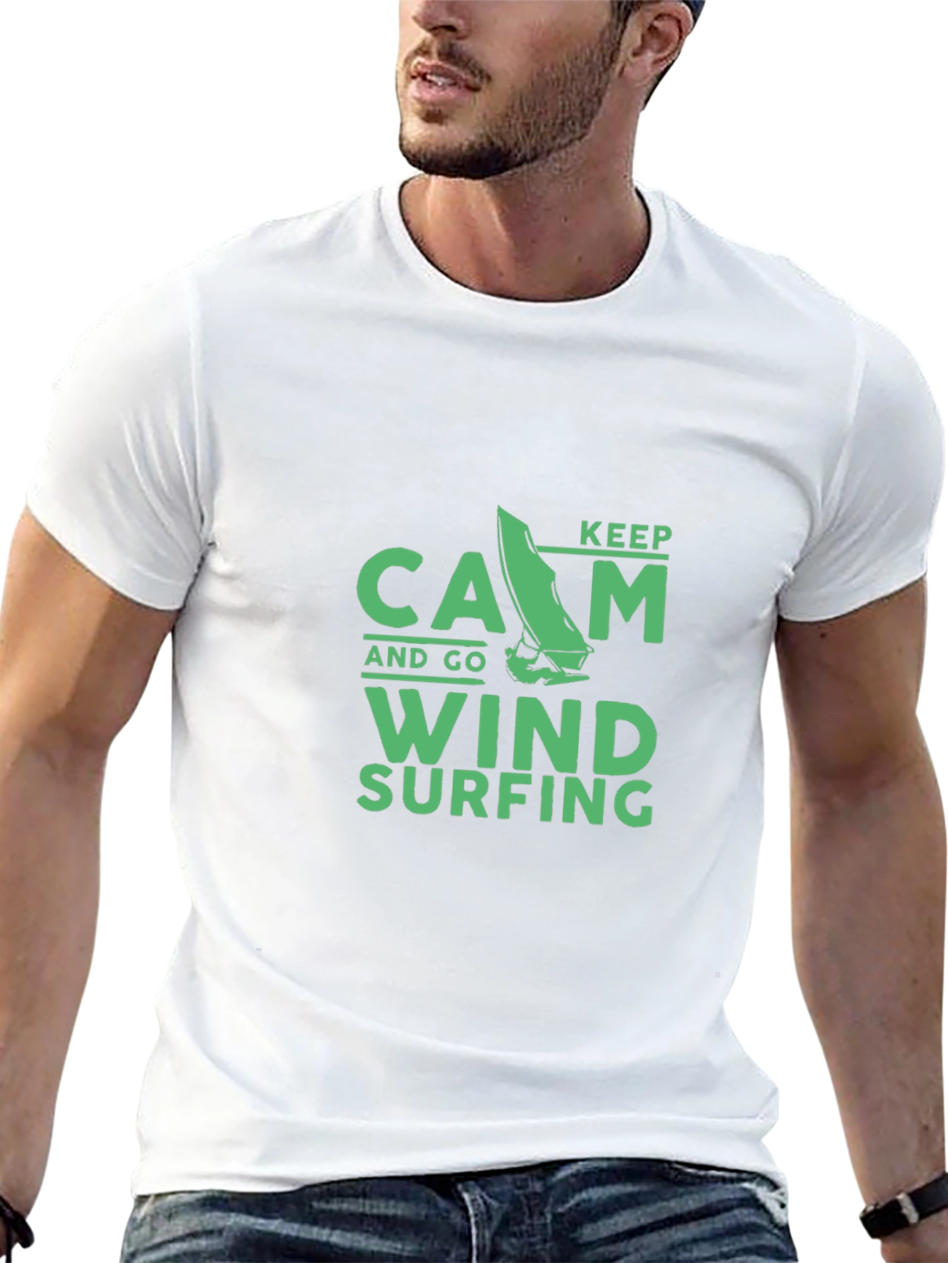 Keep Calm Windsurfing T-Shirt - Black Cotton Tee