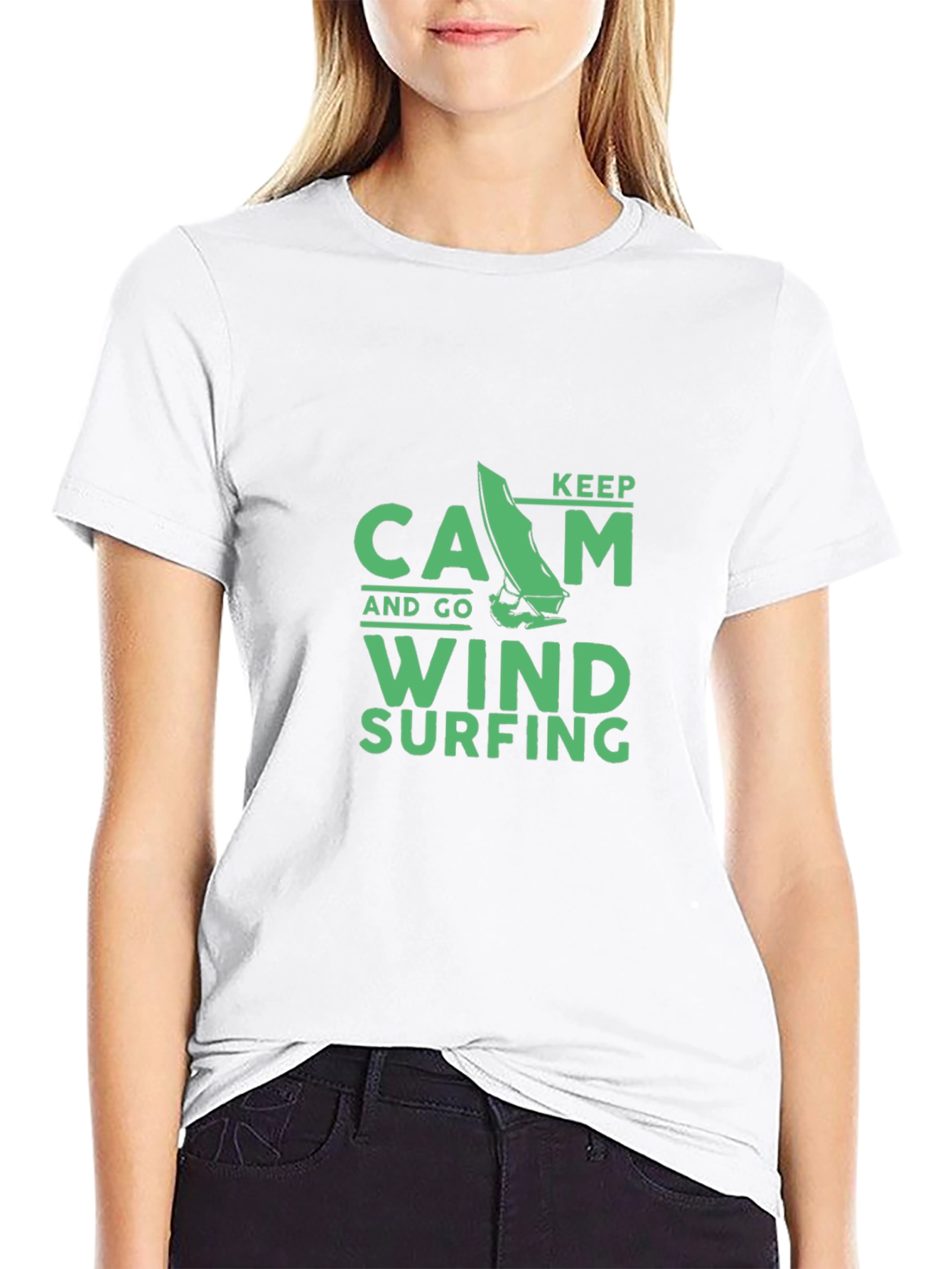 Keep Calm Windsurfing T-Shirt - Black Cotton Tee