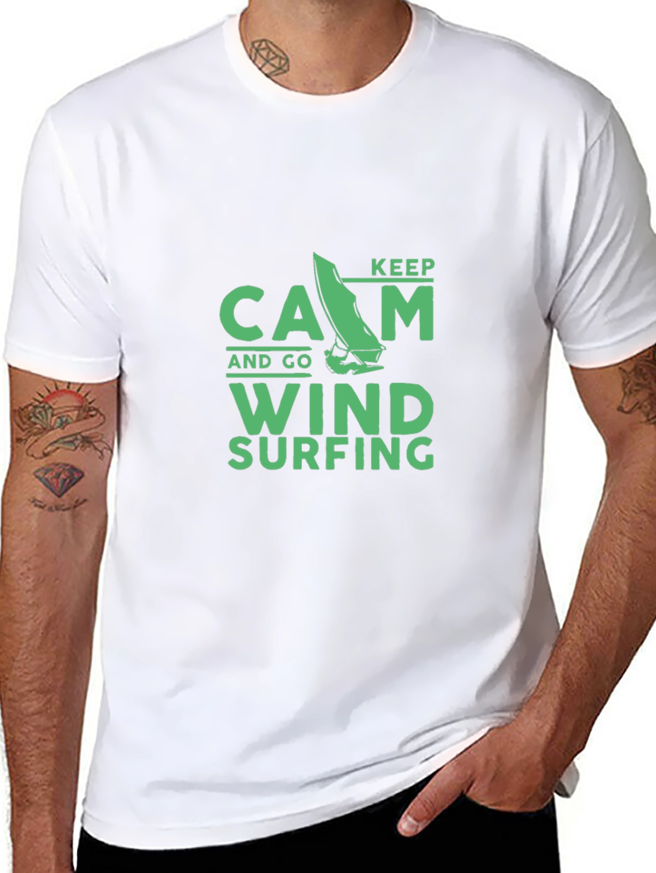 Keep Calm Windsurfing T-Shirt - Black Cotton Tee