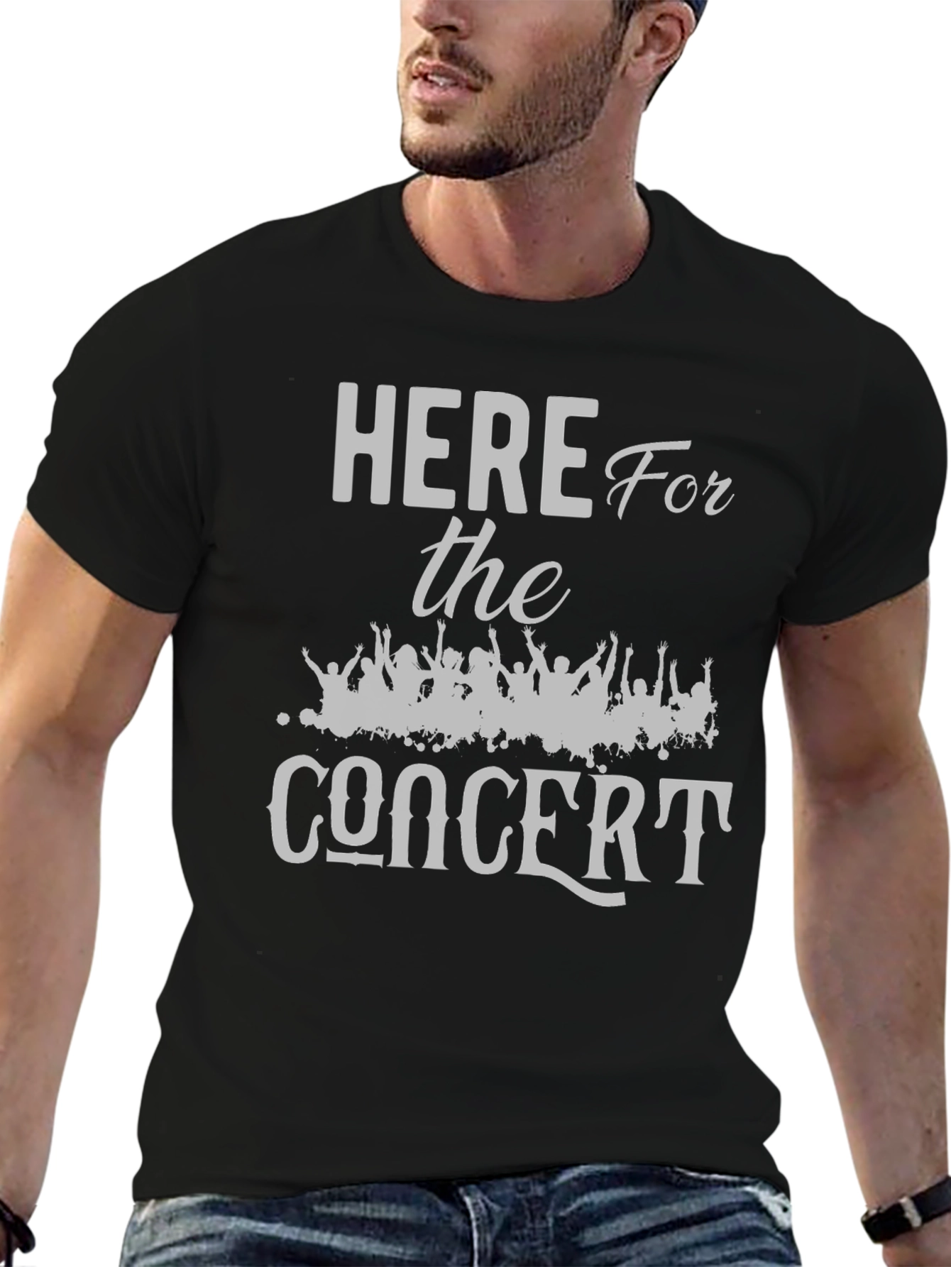 Here for the Concert Black Graphic Tee