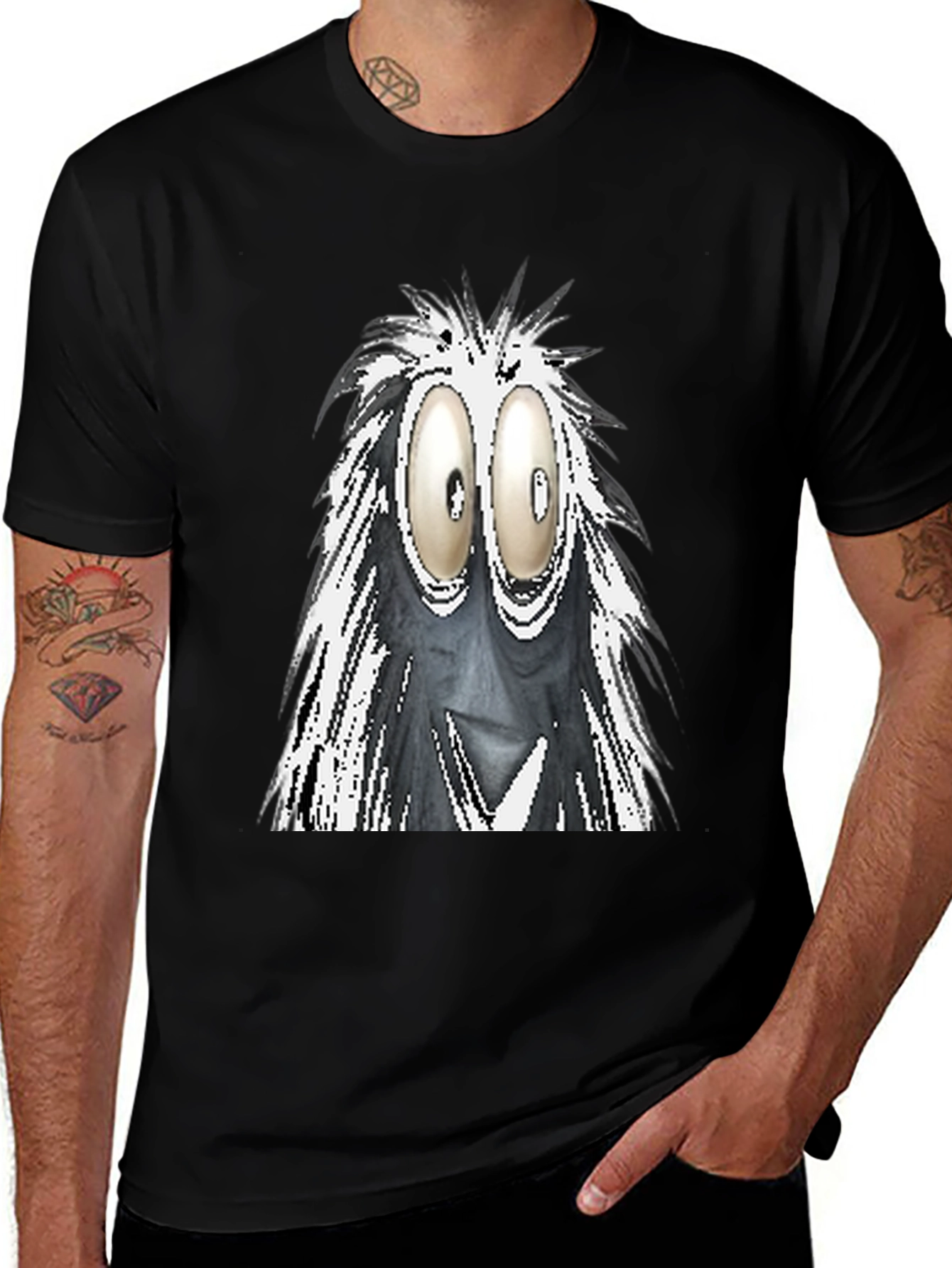 Googly Eyes Monster Graphic Tee - Black