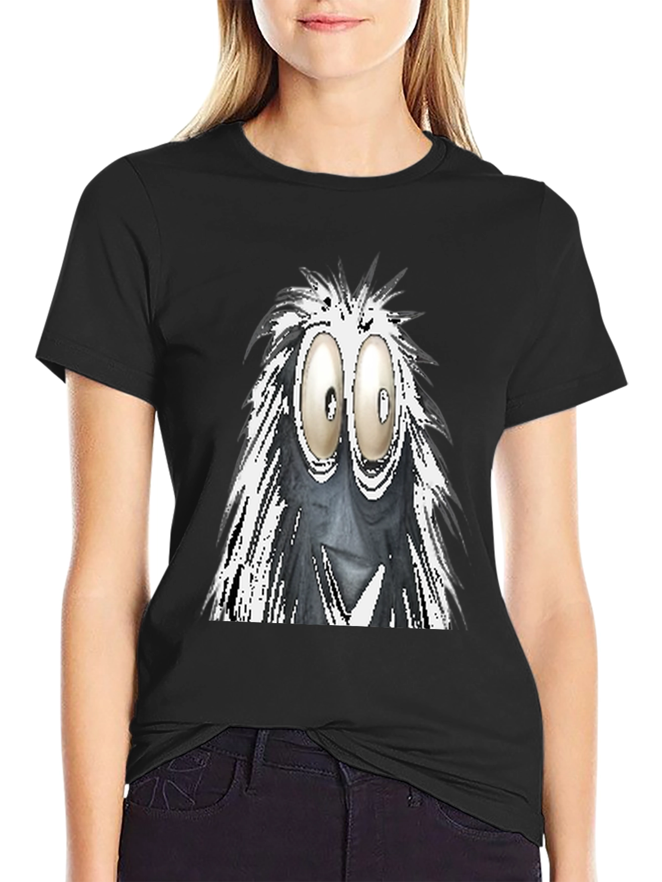 Googly Eyes Monster Graphic Tee - Black