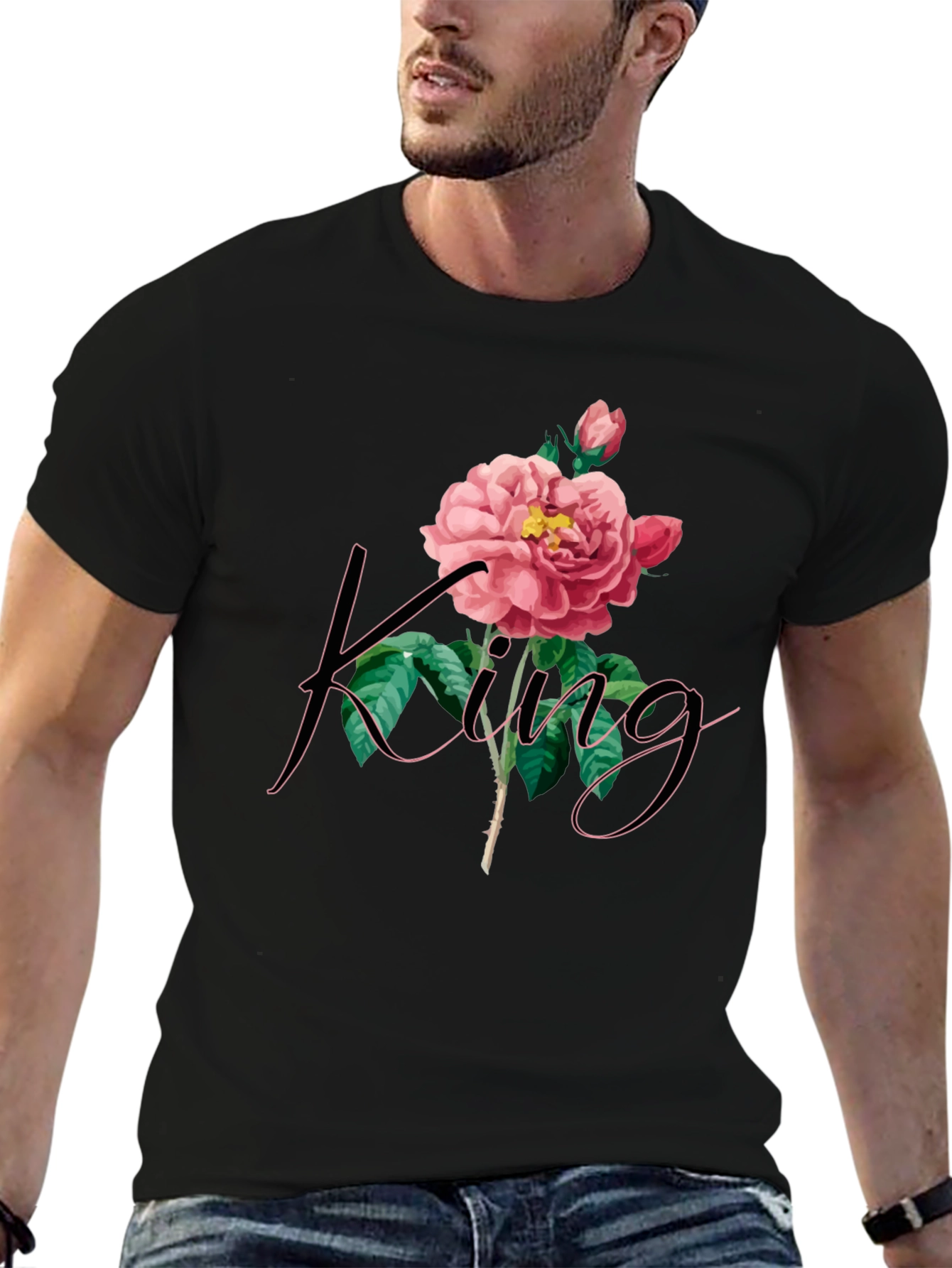 King Rose Graphic Tee - Mens Black T-Shirt