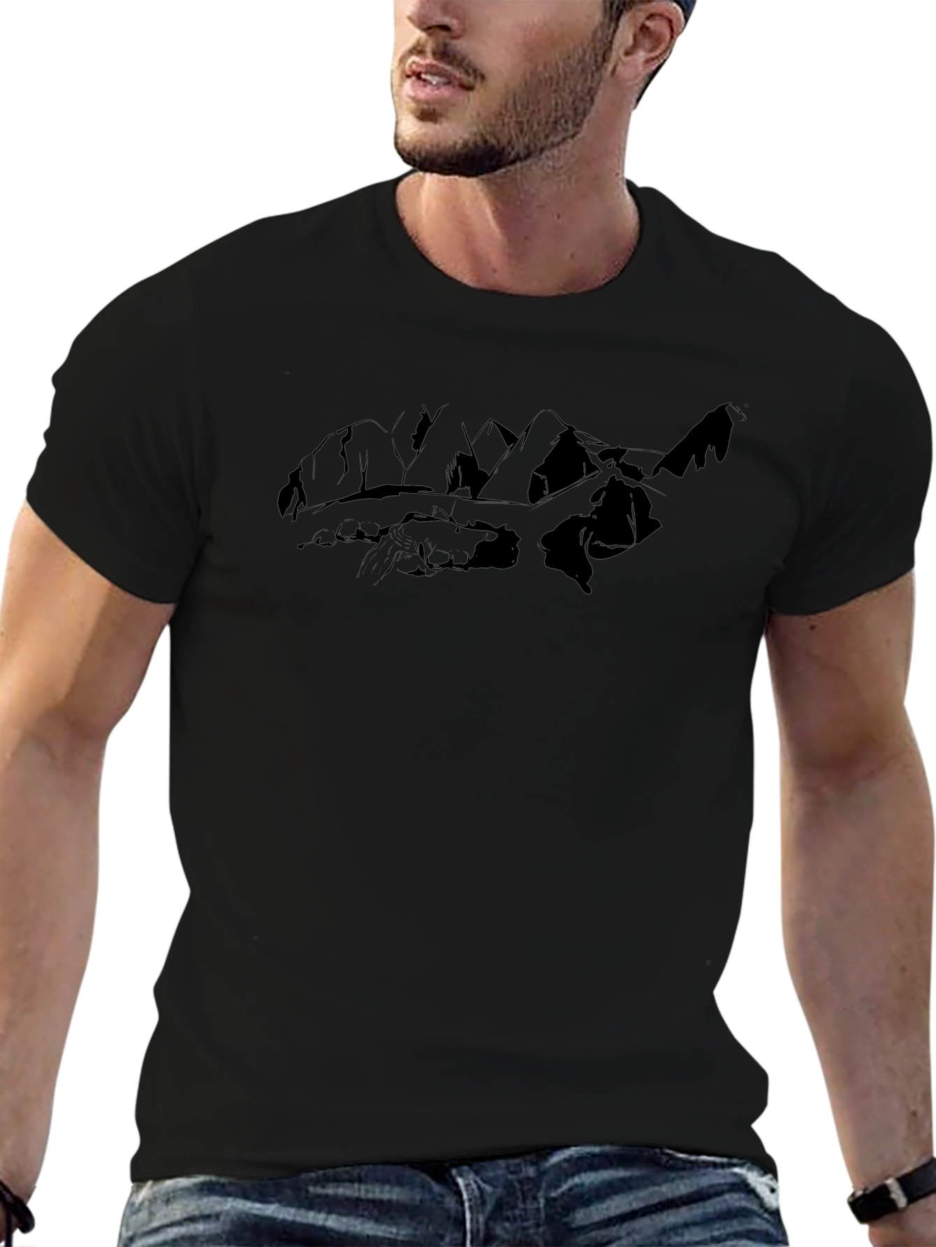 Mountains Graphic Tee - Modern Black T-Shirt