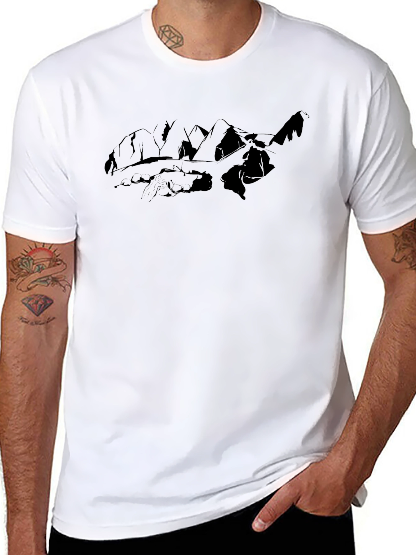 Mountains Graphic Tee - Modern Black T-Shirt
