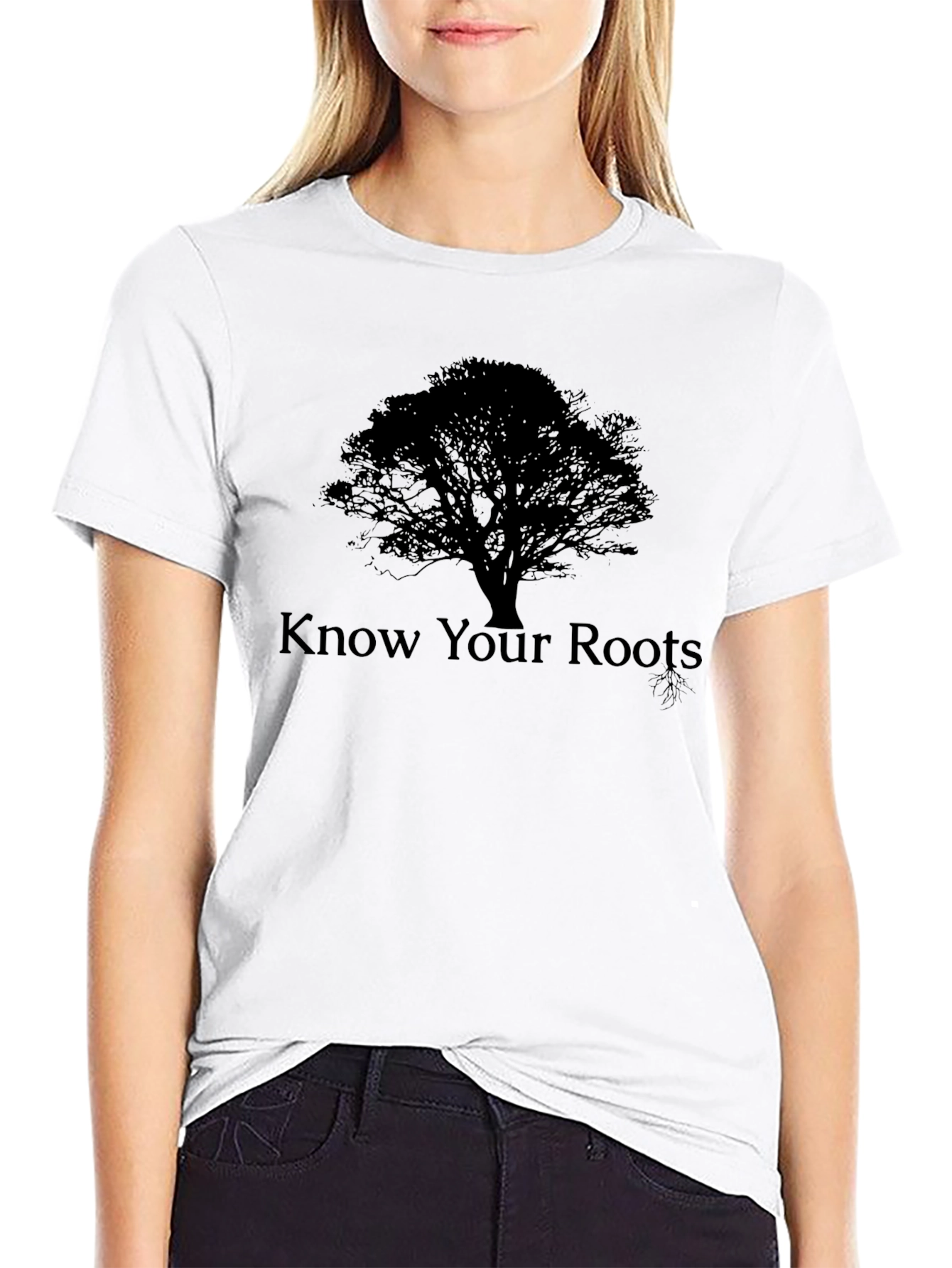 Know Your Roots Tree Graphic T-Shirt - Black