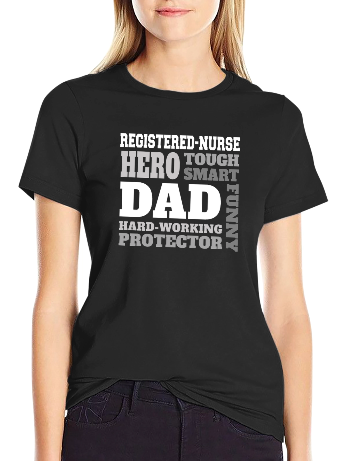 Registered Nurse Hero Dad Black T-Shirt