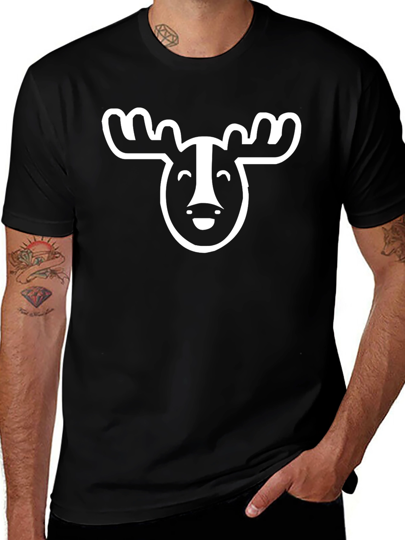 Funny Moose Graphic T-Shirt - Black Cotton Tee