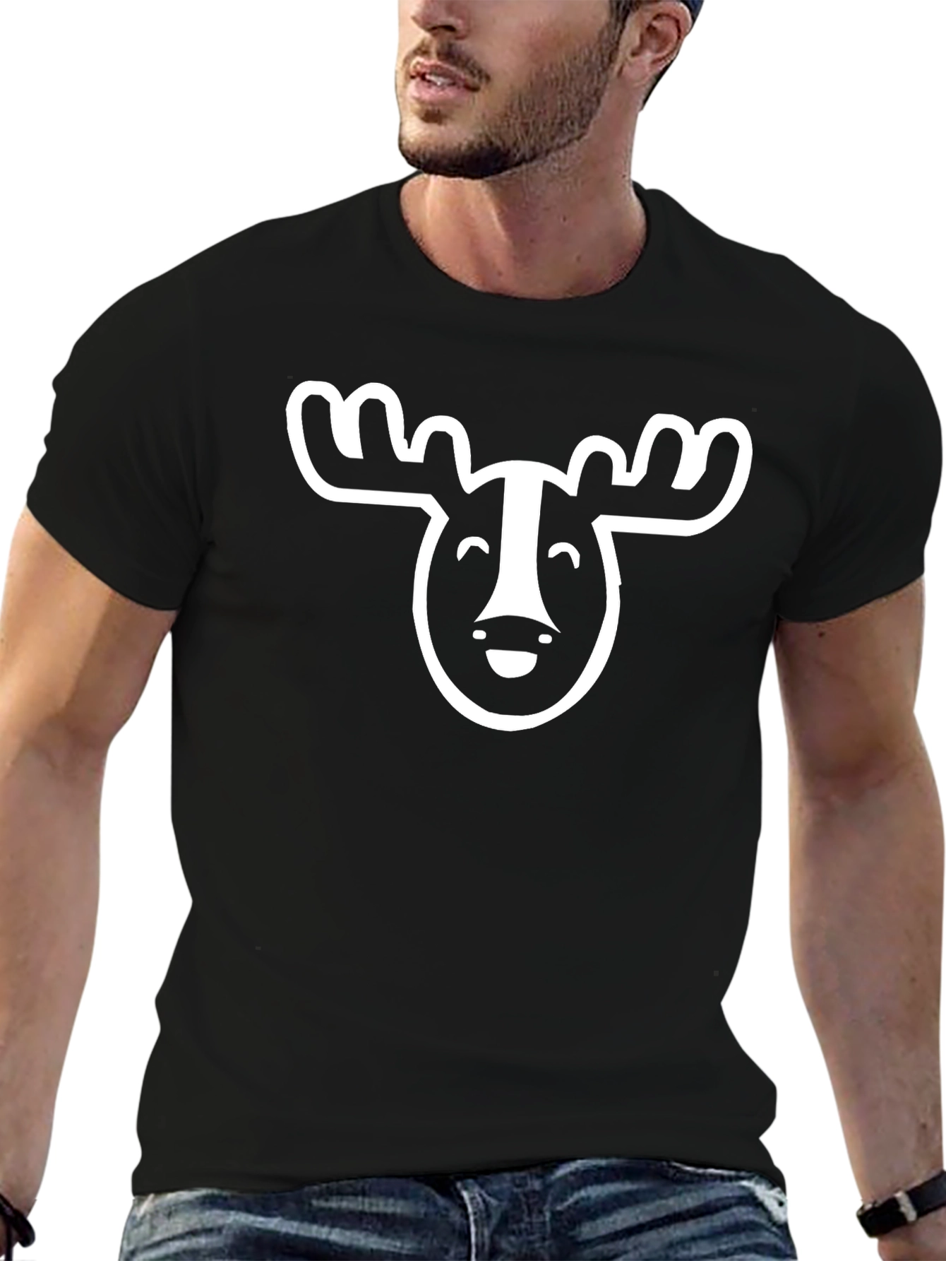 Funny Moose Graphic T-Shirt - Black Cotton Tee
