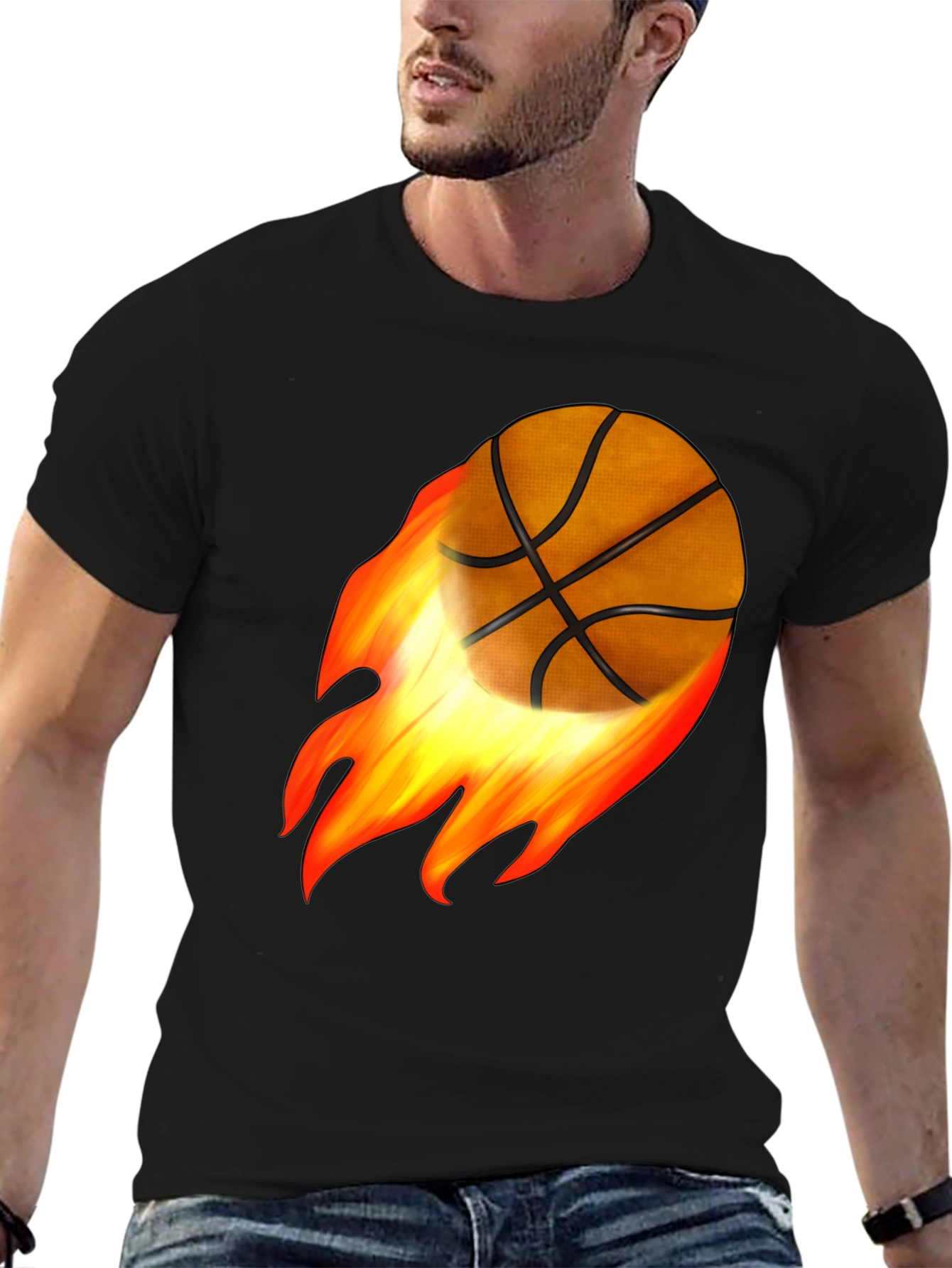 Flaming Basketball Graphic Tee