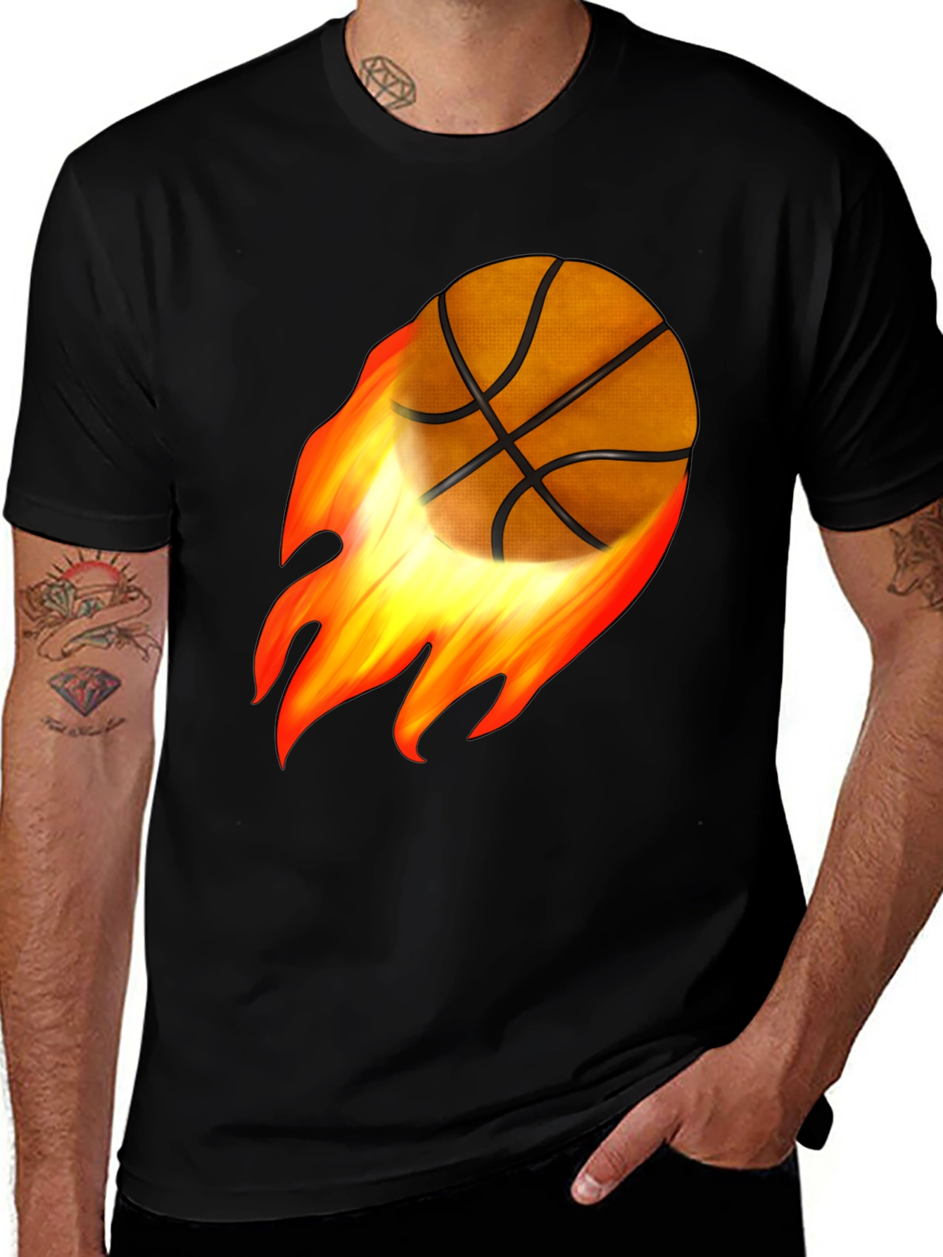 Flaming Basketball Graphic Tee