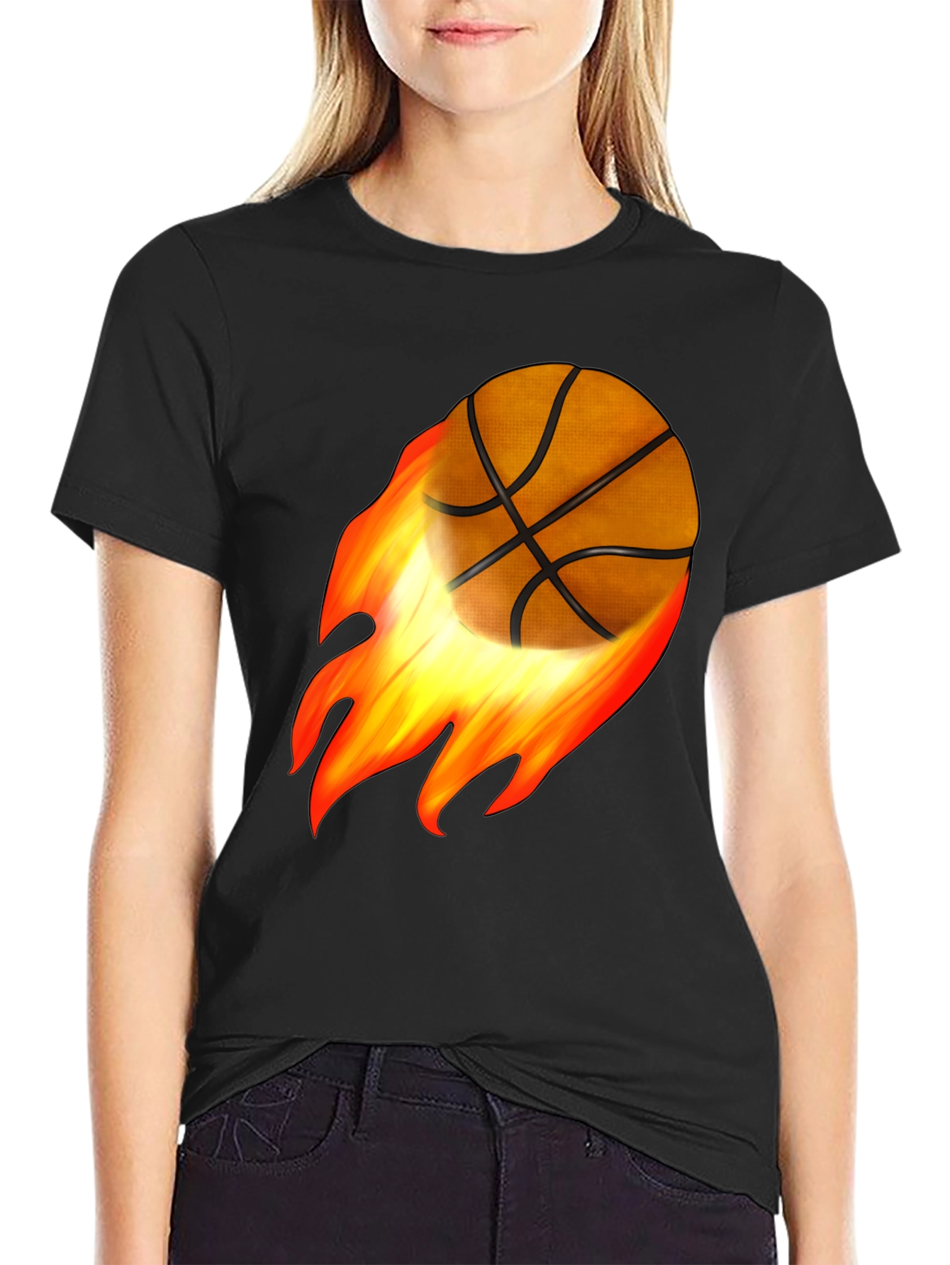 Flaming Basketball Graphic Tee