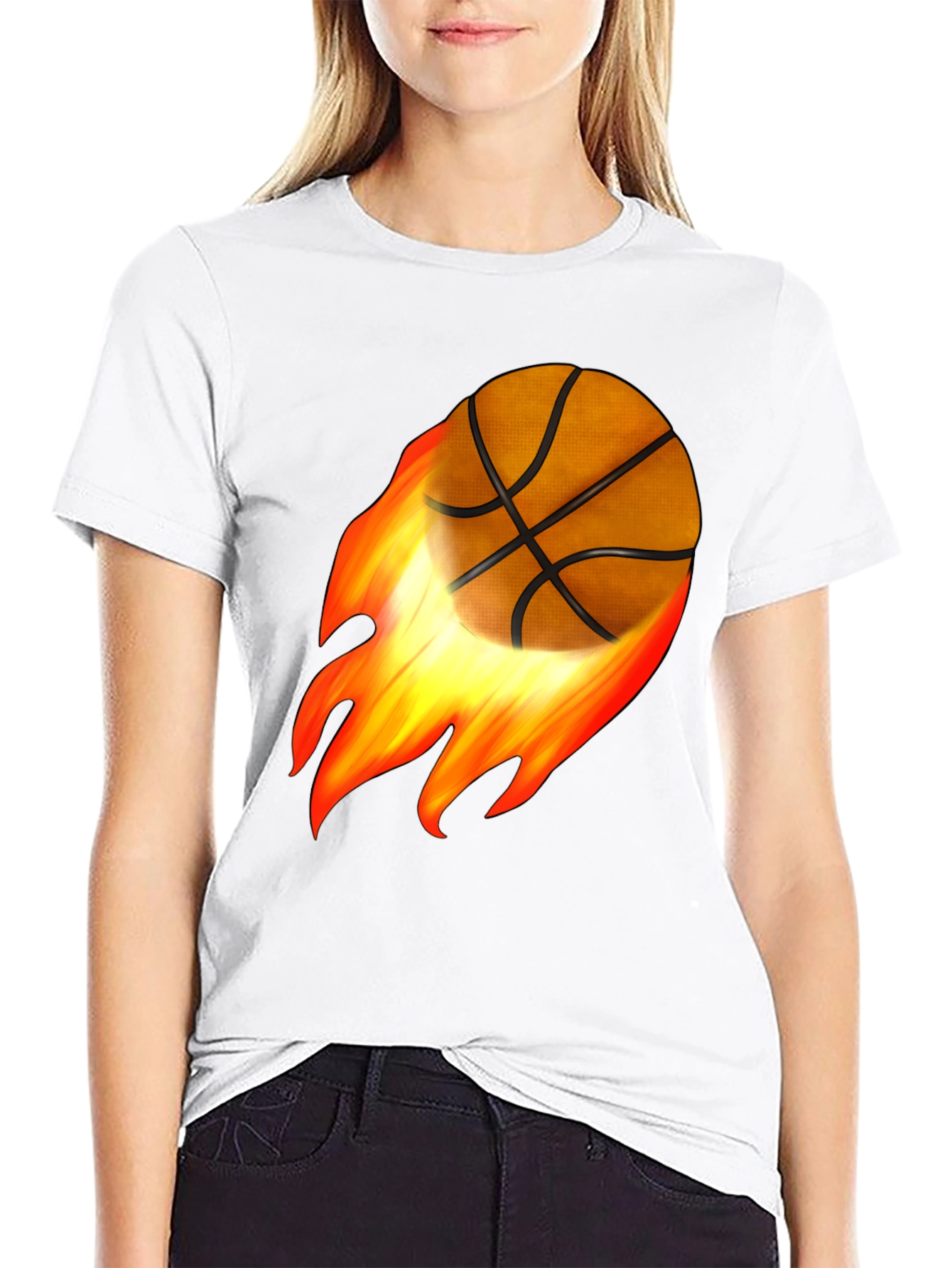 Flaming Basketball Graphic Tee