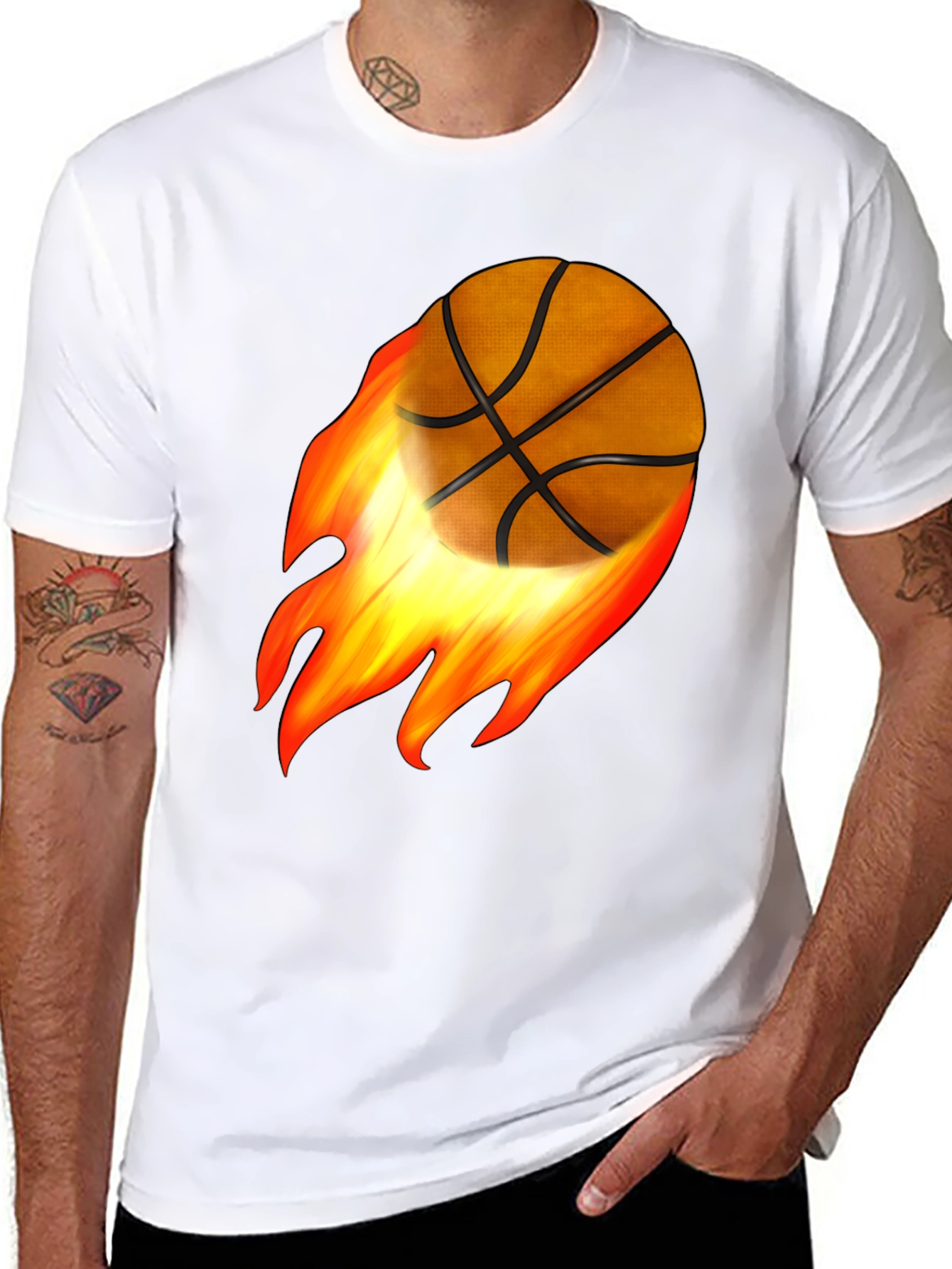 Flaming Basketball Graphic Tee