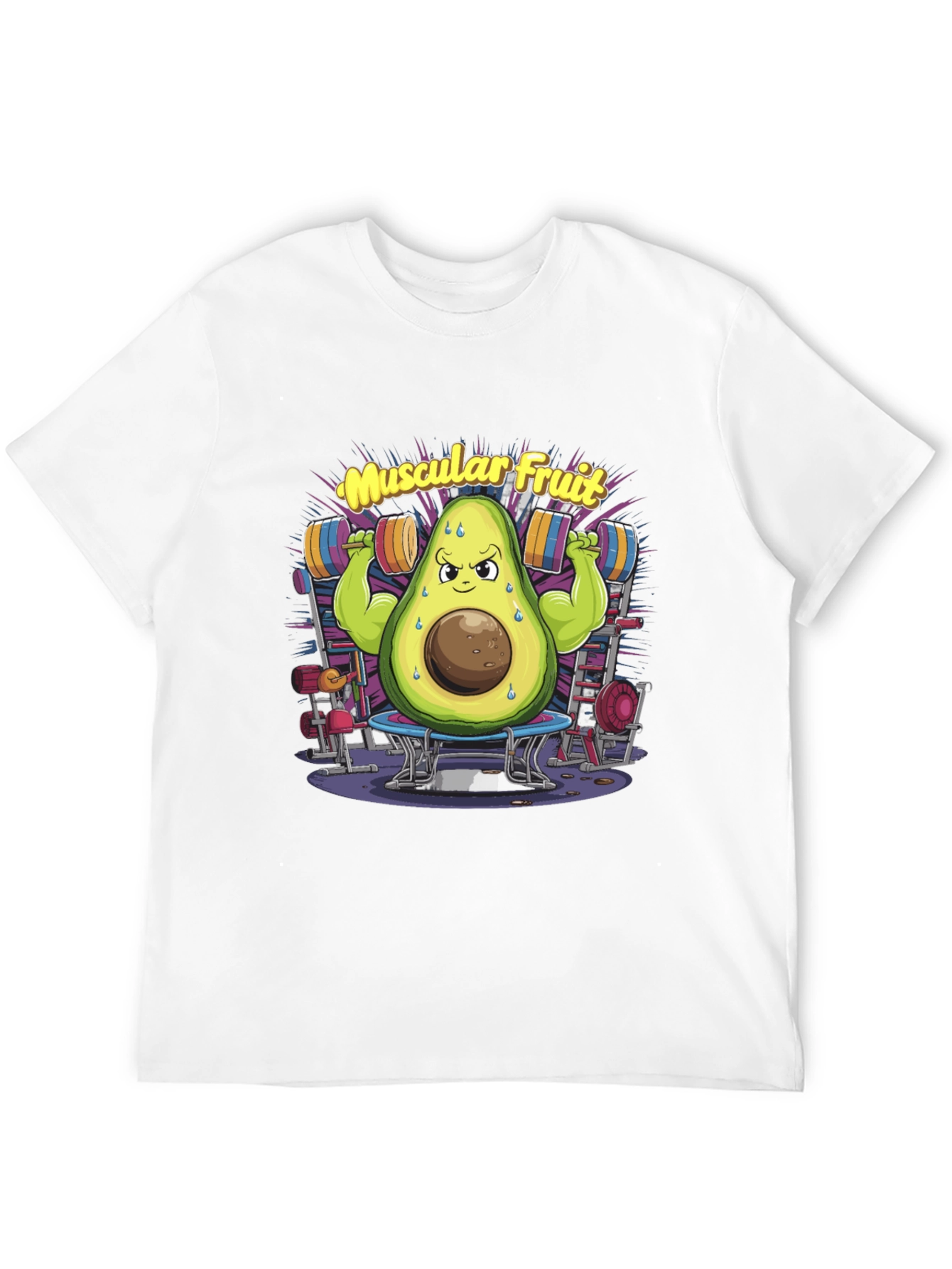 Muscular Fruit Avocado Black T-Shirt