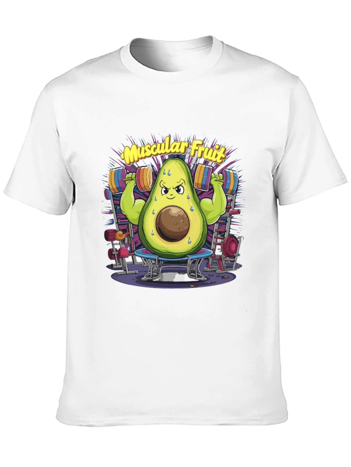 Muscular Fruit Avocado Black T-Shirt