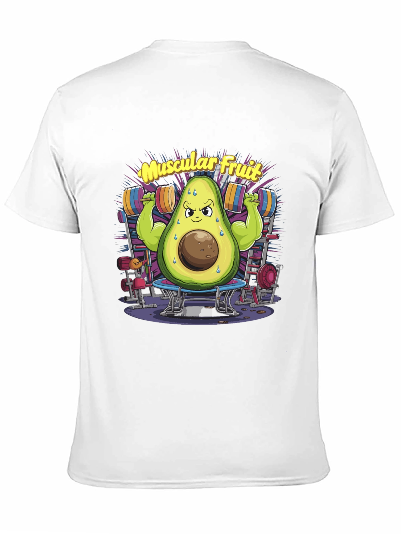 Muscular Fruit Avocado Black T-Shirt