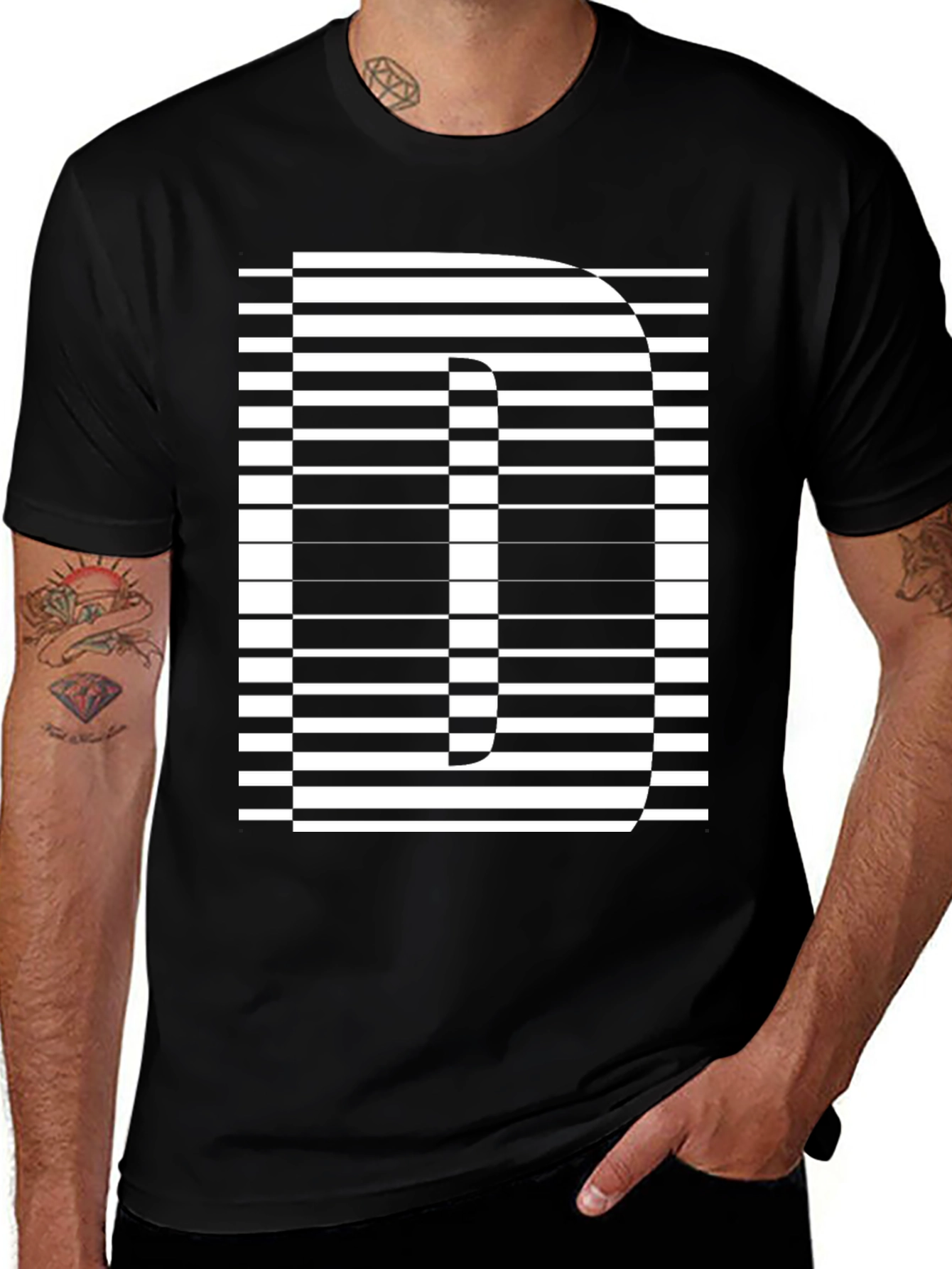 Optical Illusion Letter Graphic Tee