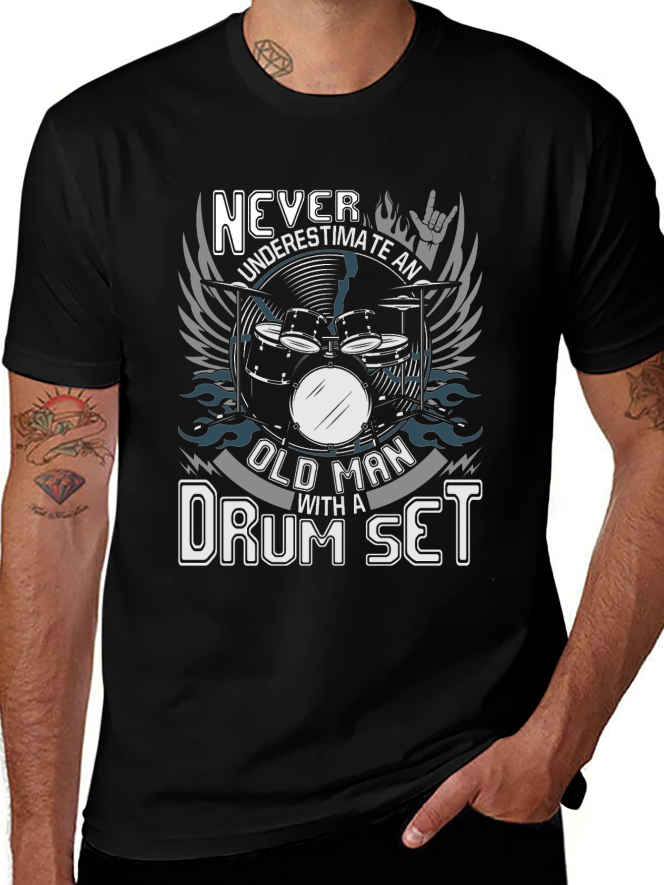 Old Man Drum Set T-Shirt
