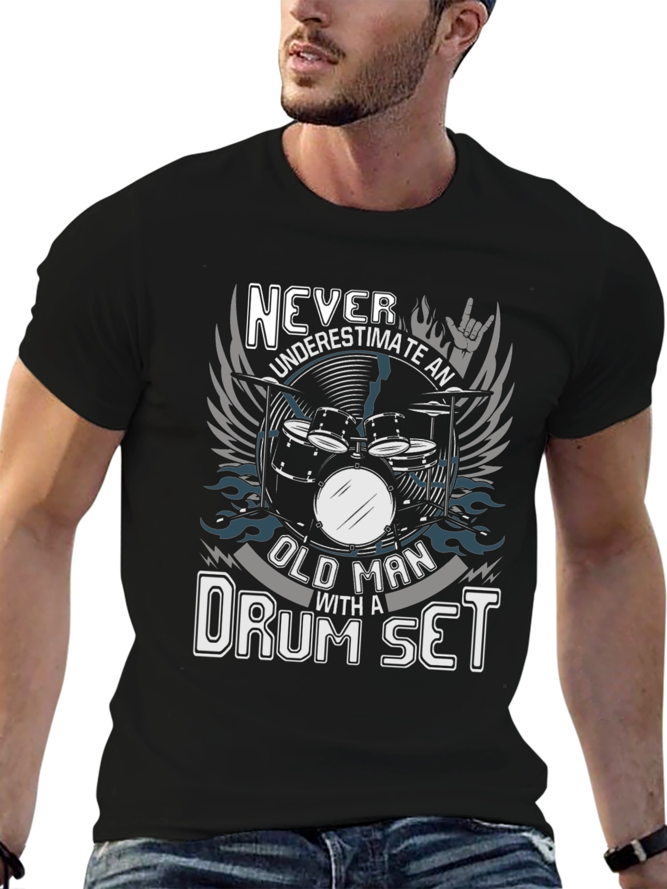 Old Man Drum Set T-Shirt