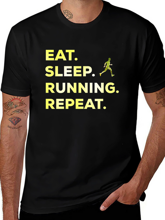 Eat Sleep Running Repeat Black T-Shirt