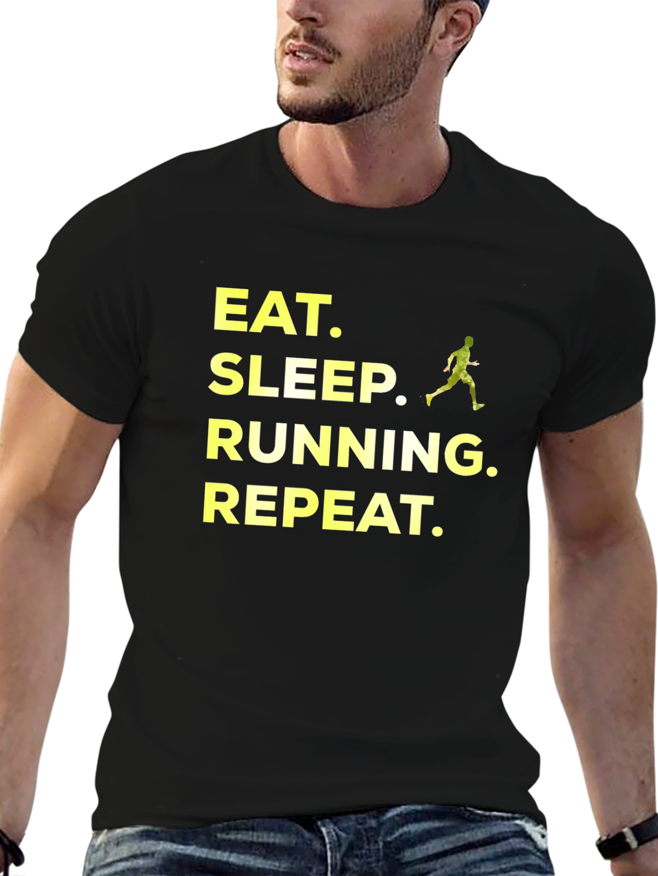 Eat Sleep Running Repeat Black T-Shirt