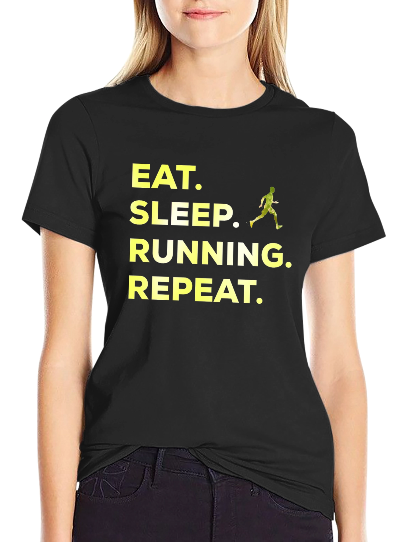 Eat Sleep Running Repeat Black T-Shirt