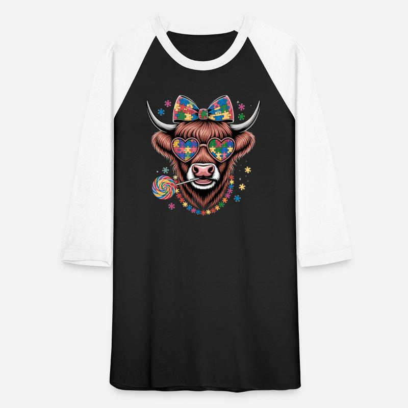 Colorful Puzzle Cow With Heart Glasses And Bow