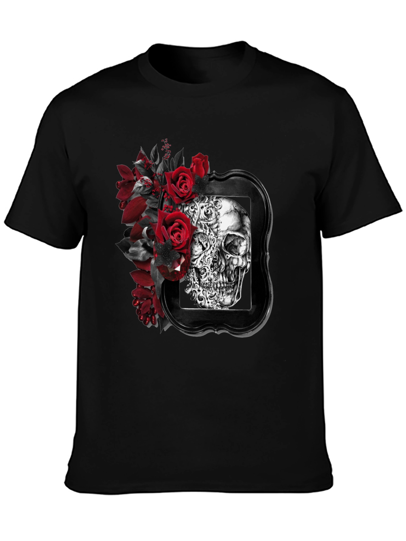Skull & Roses Graphic Print Mens T-Shirt