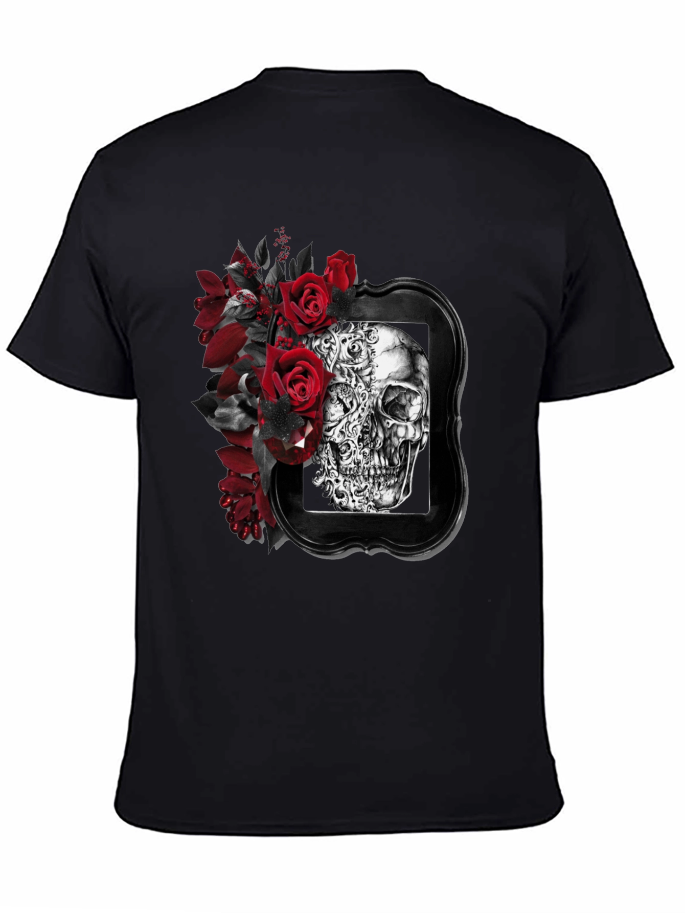 Skull & Roses Graphic Print Mens T-Shirt
