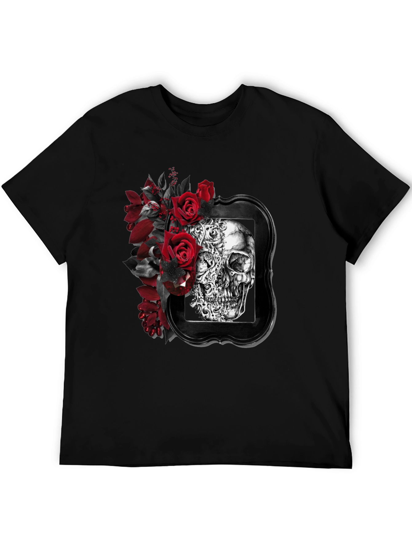 Skull & Roses Graphic Print Mens T-Shirt