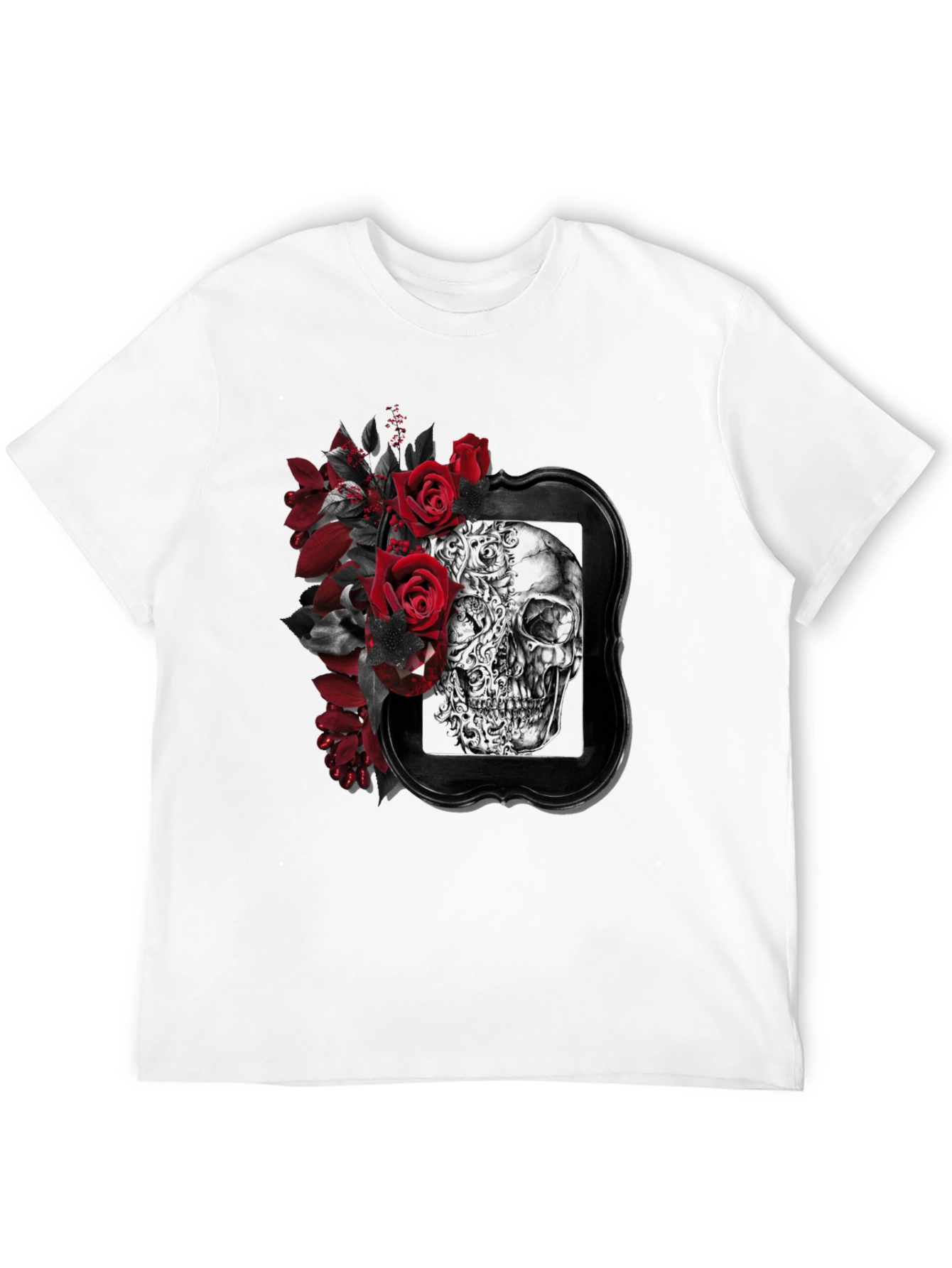 Skull & Roses Graphic Print Mens T-Shirt