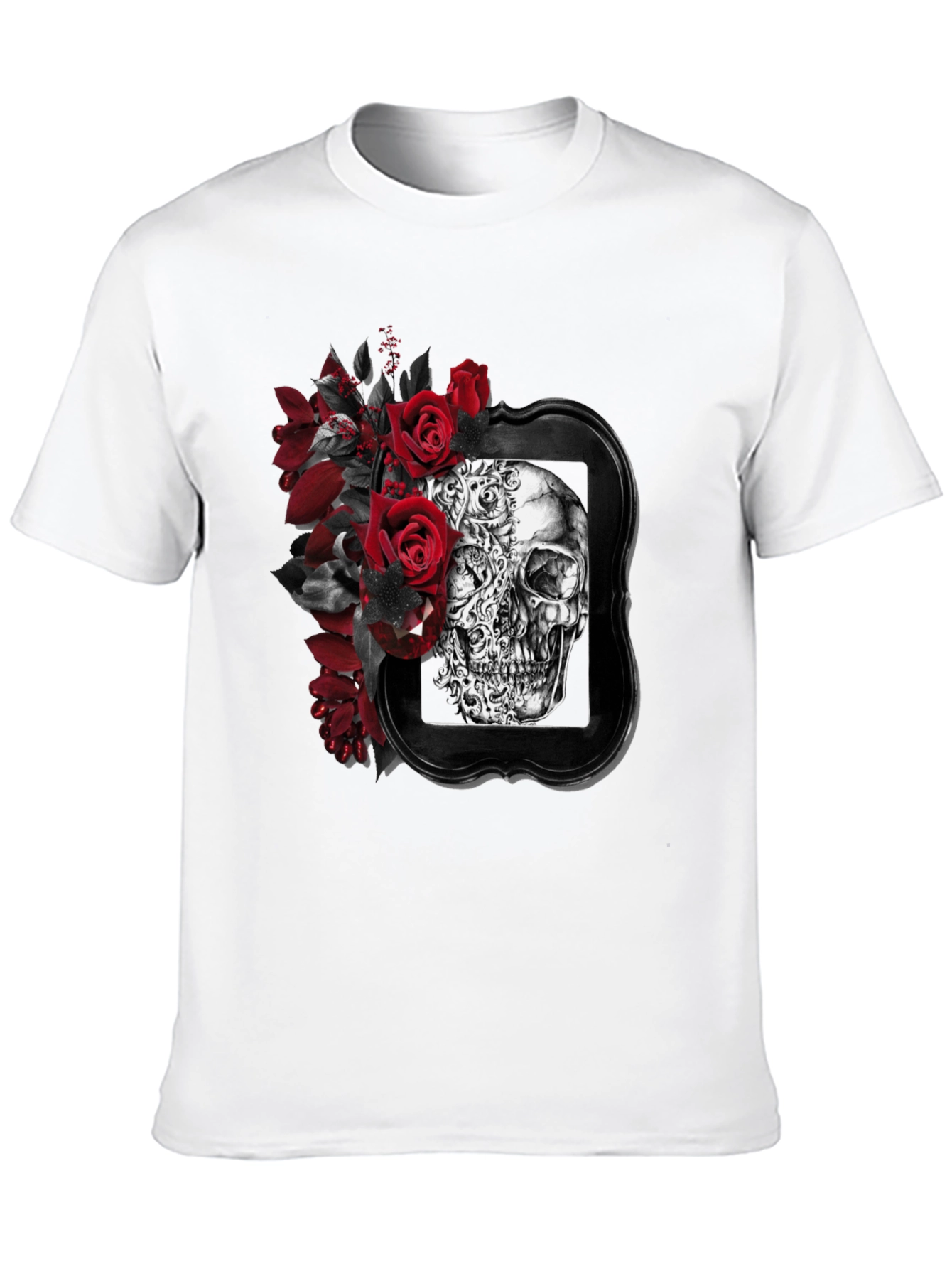 Skull & Roses Graphic Print Mens T-Shirt