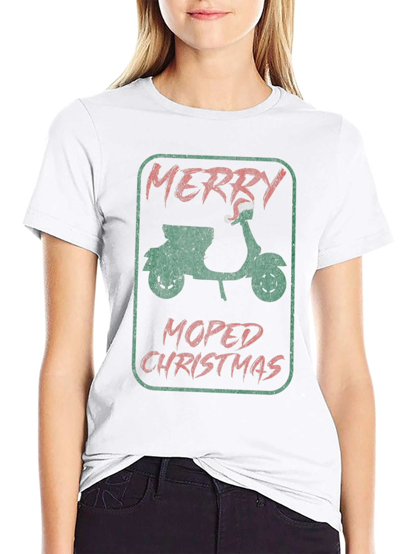 Merry Moped Christmas Graphic T-Shirt
