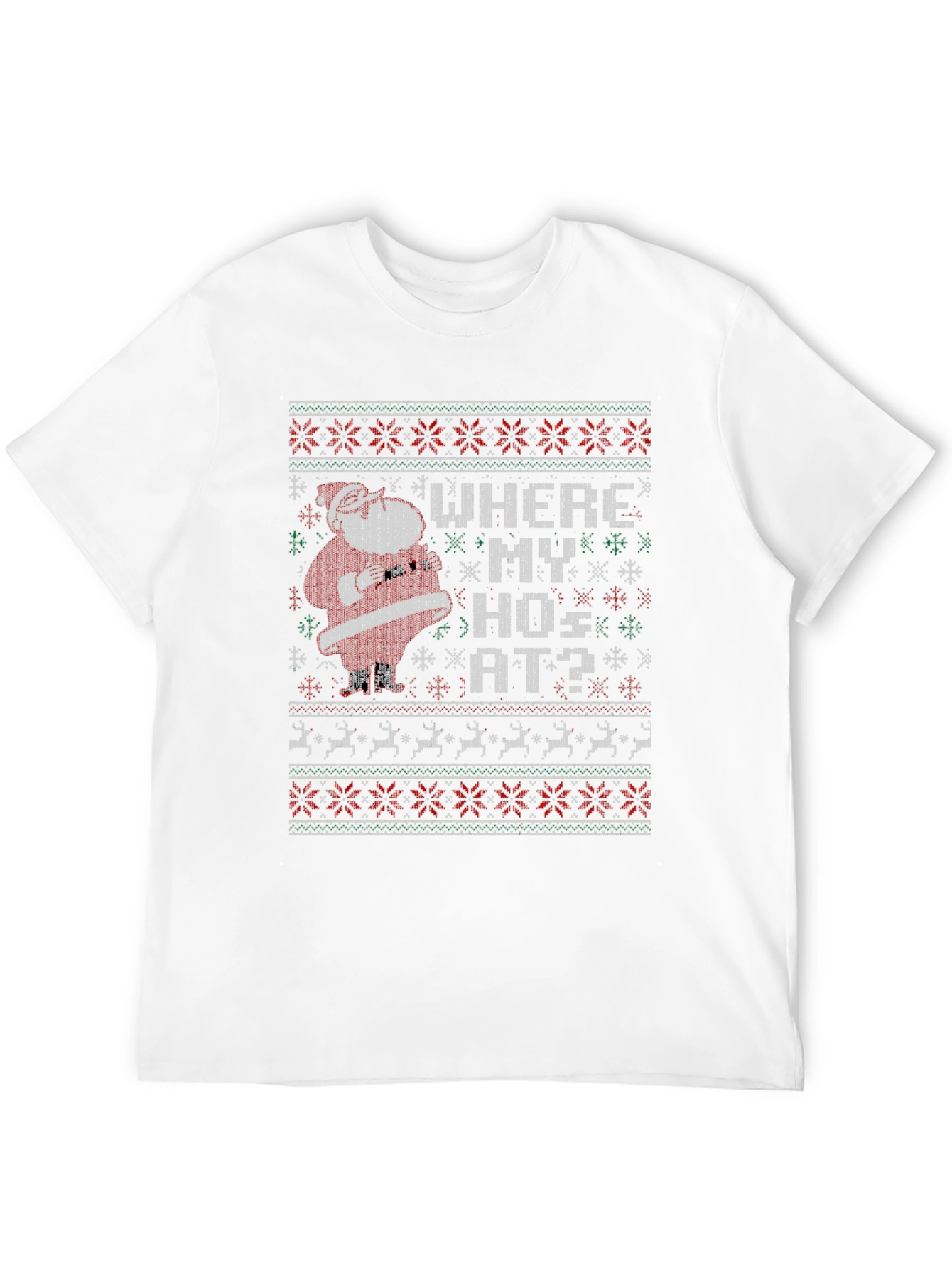 Funny Santa Where My Hos At Christmas T-Shirt