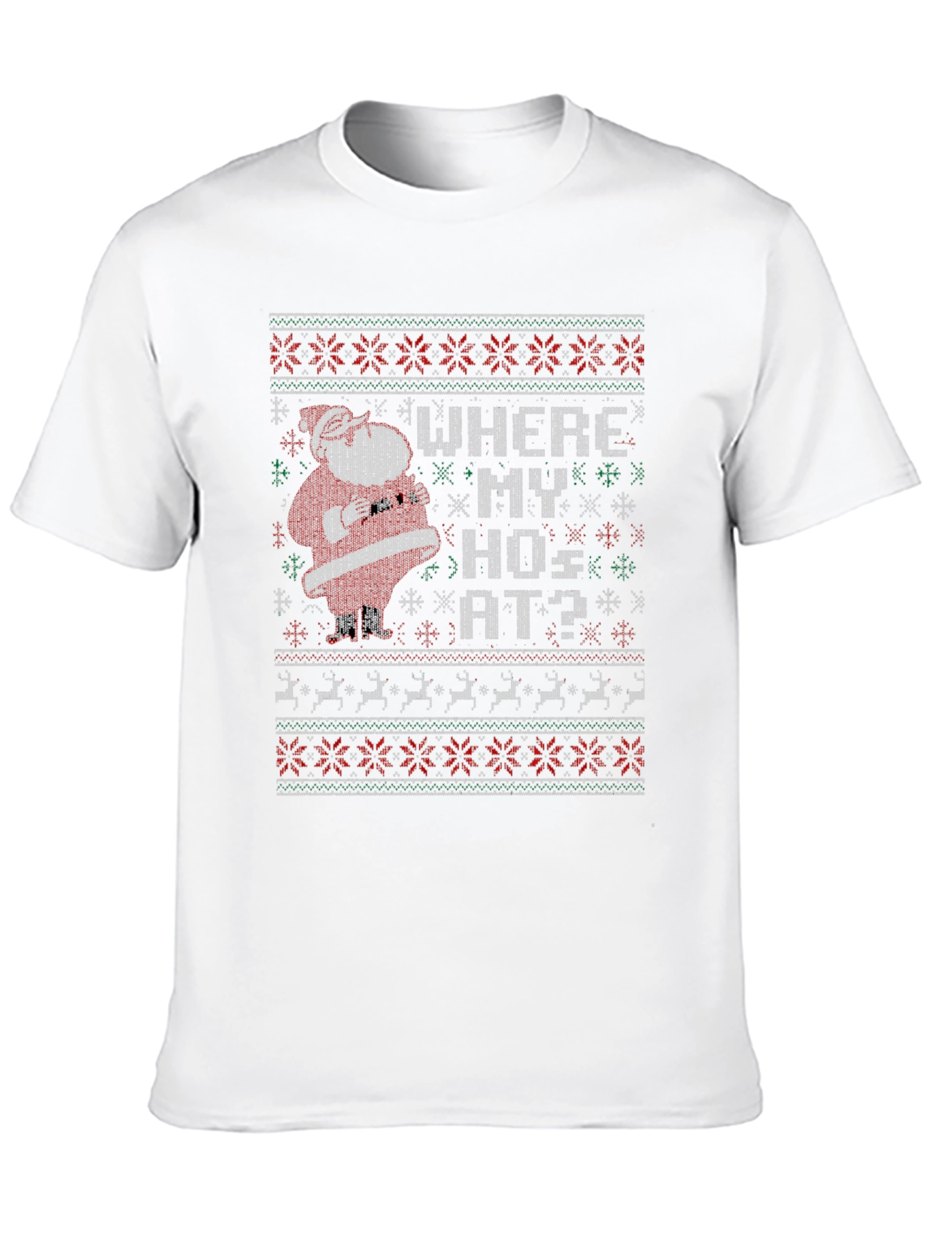 Funny Santa Where My Hos At Christmas T-Shirt
