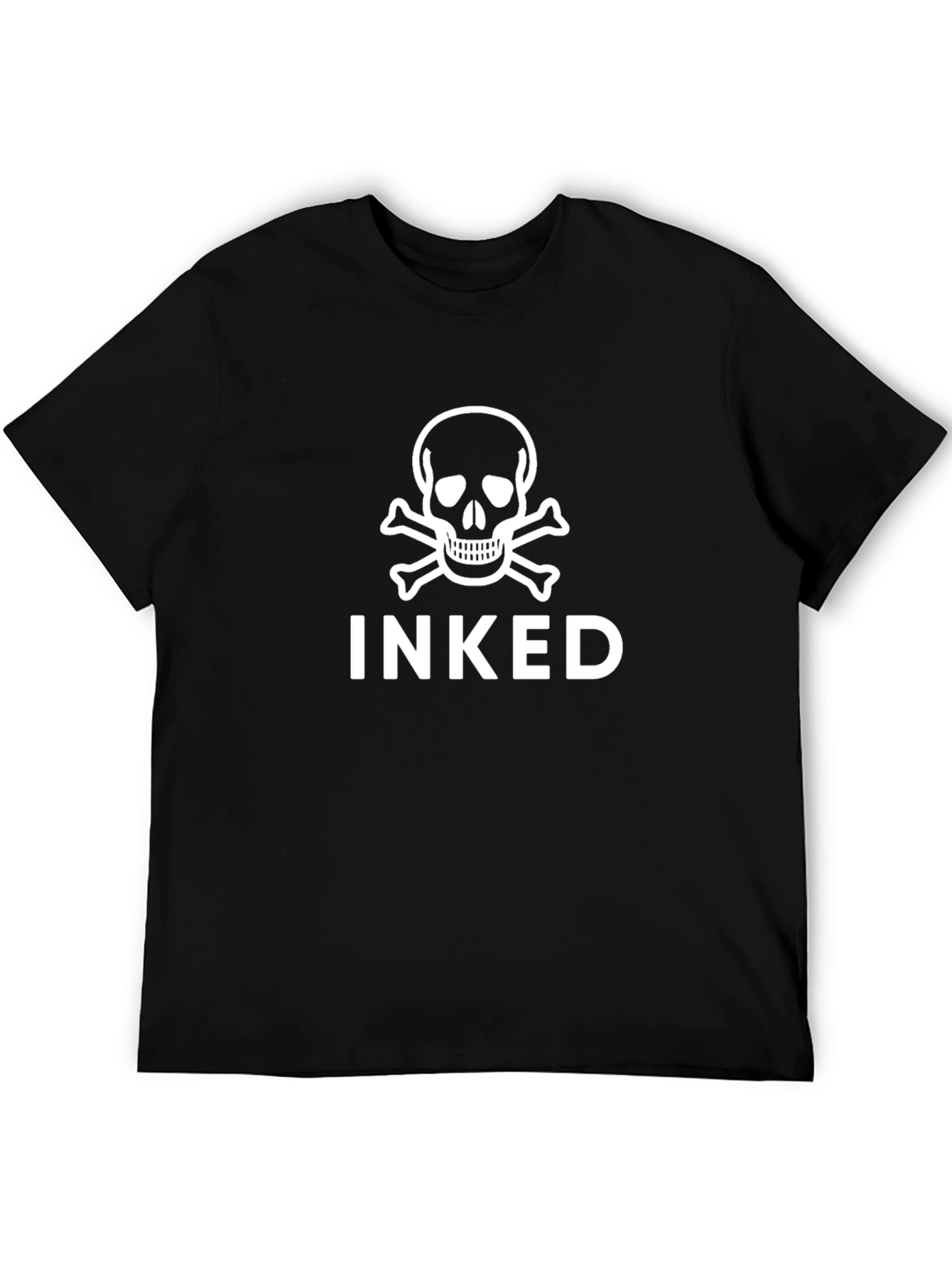 Inked Skull Graphic Tee - Black Cotton T-Shirt