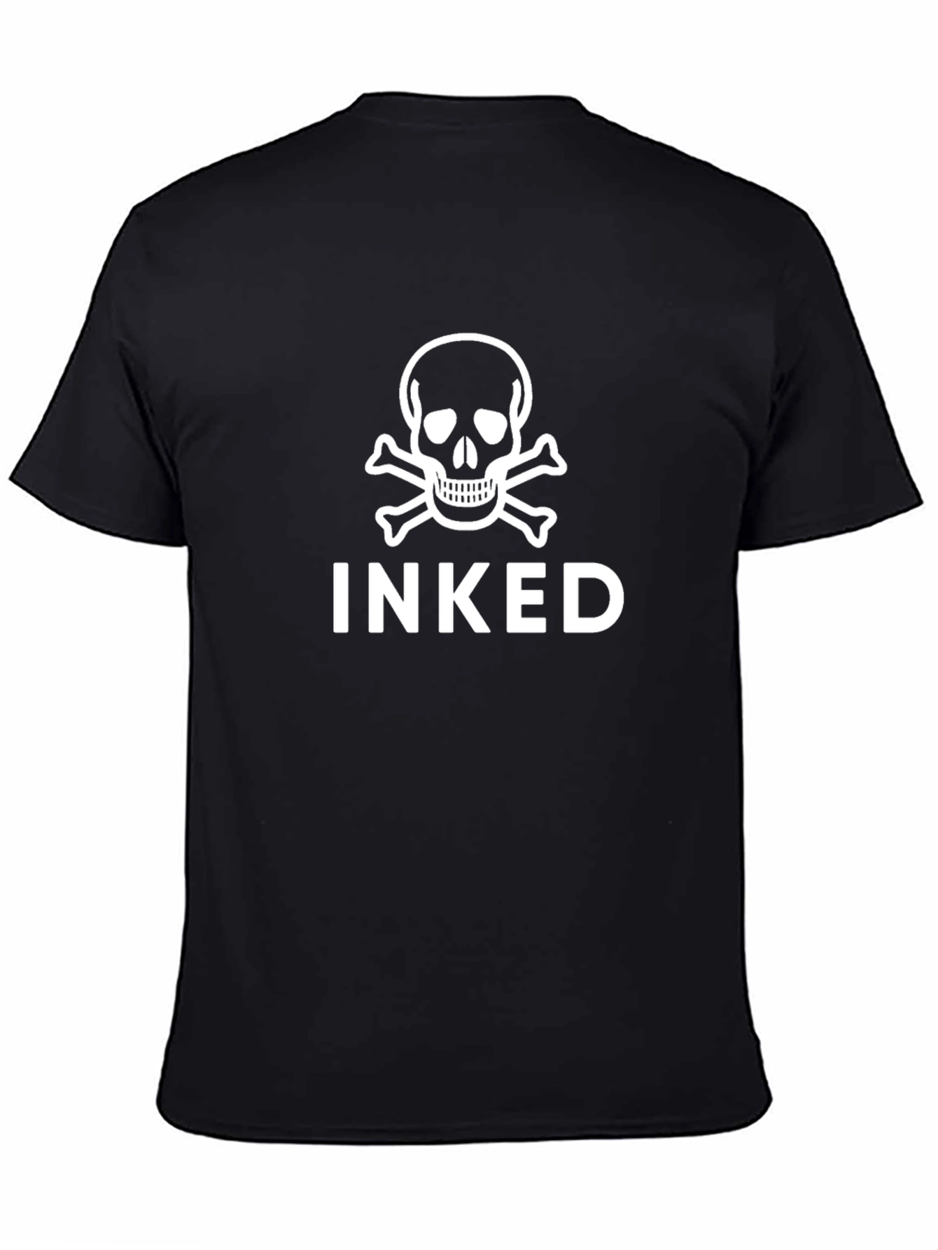 Inked Skull Graphic Tee - Black Cotton T-Shirt