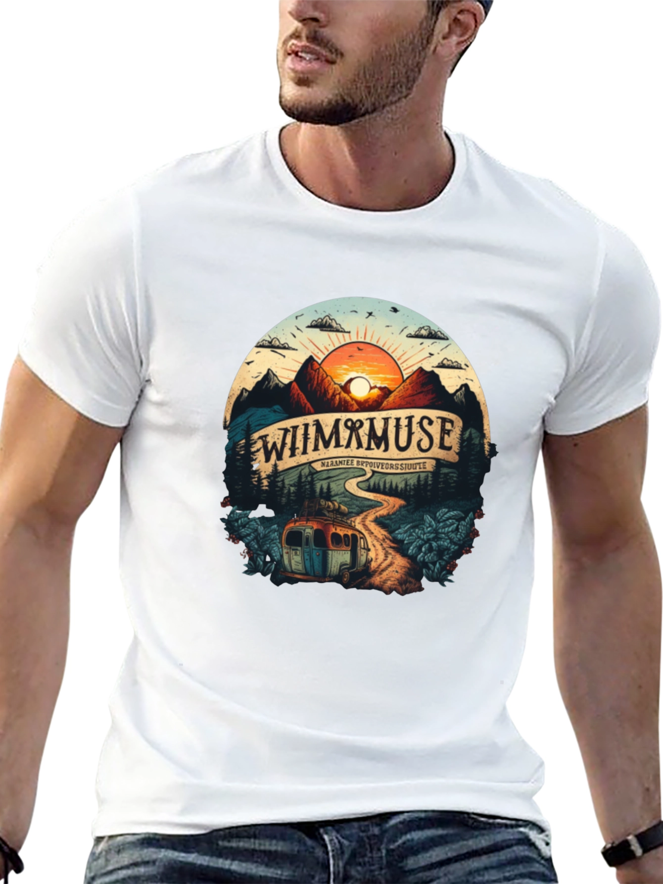 Wiimxmuse Adventure Tee - Mountain Sunset Design