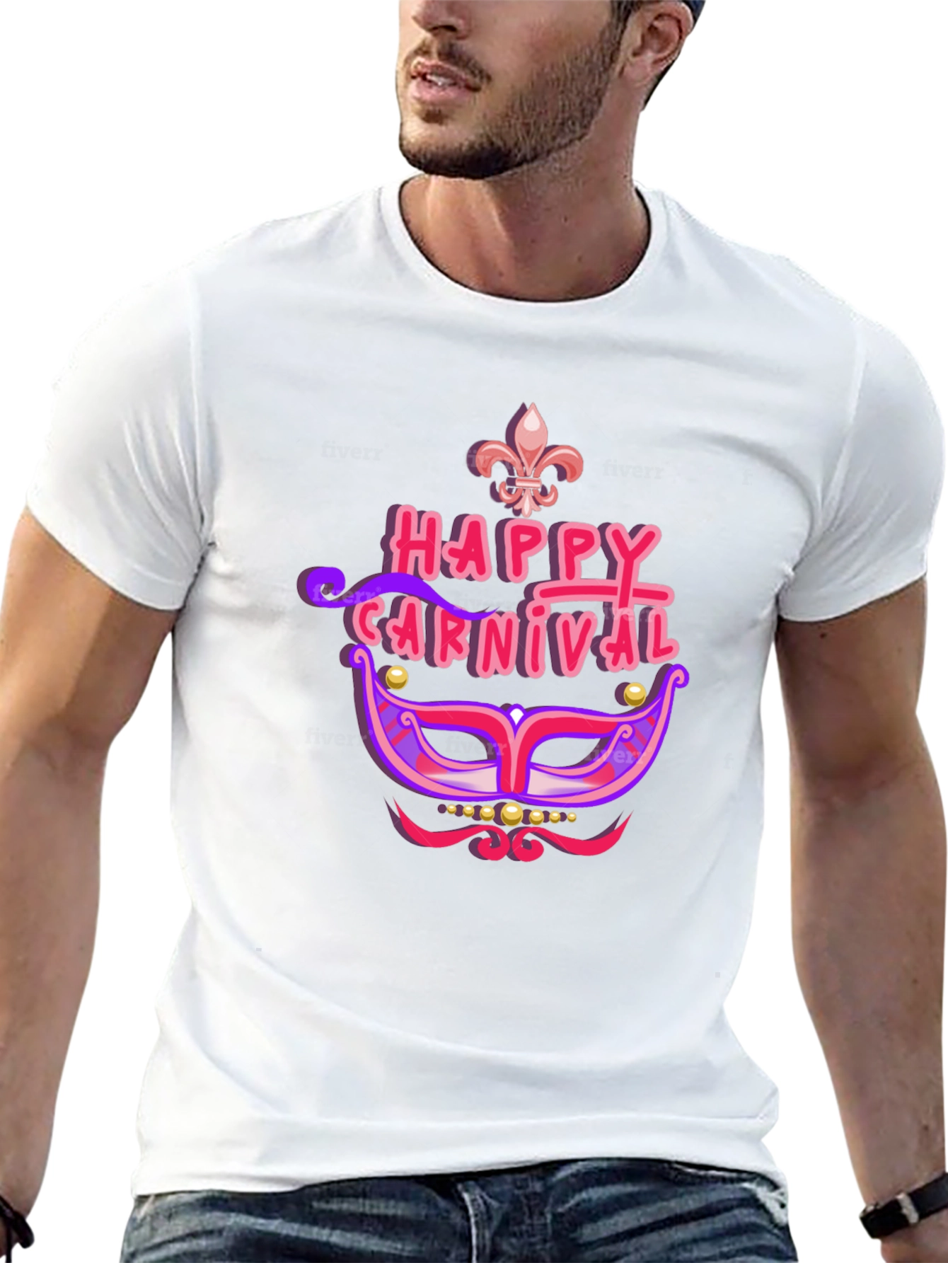 Happy Carnival Mask Black T-Shirt