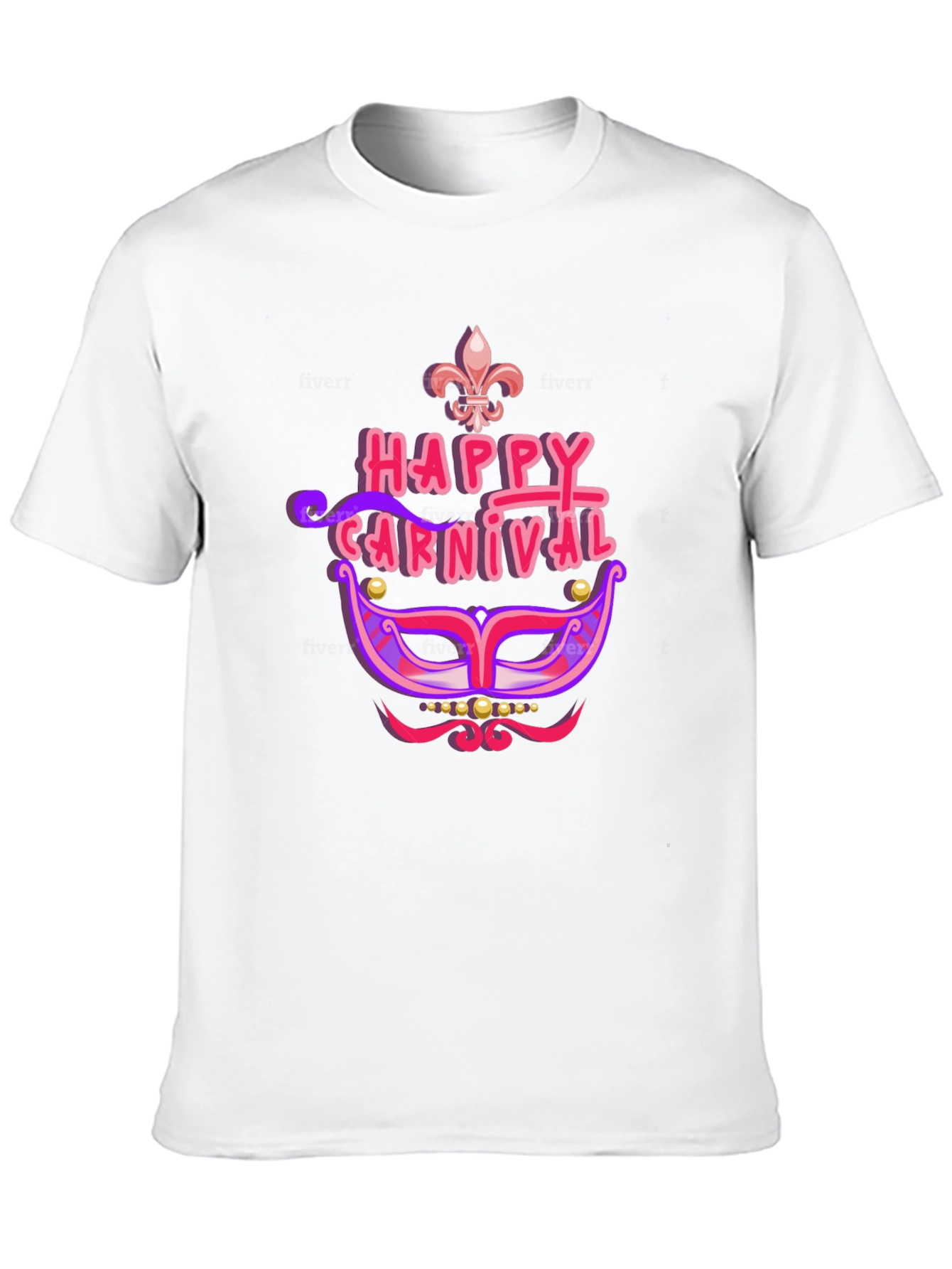 Happy Carnival Mask Black T-Shirt