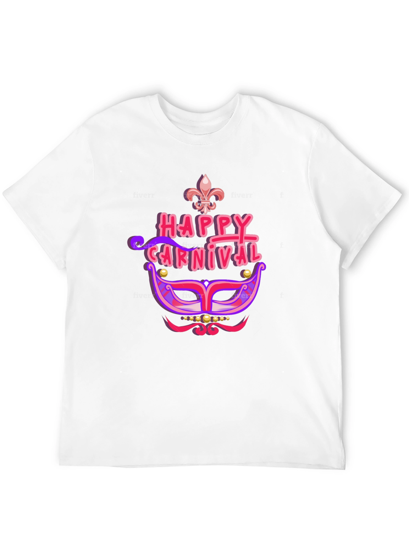 Happy Carnival Mask Black T-Shirt