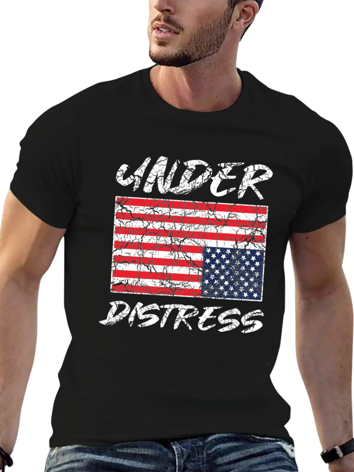 Under Distress American Flag Graphic T-Shirt