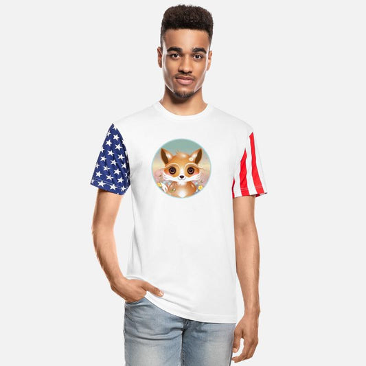 cute fox on a flower meadow in spring