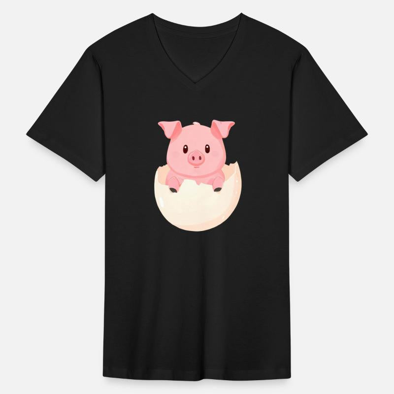 Cute Kawaii Pig - Piglet Hatching from Eggshell