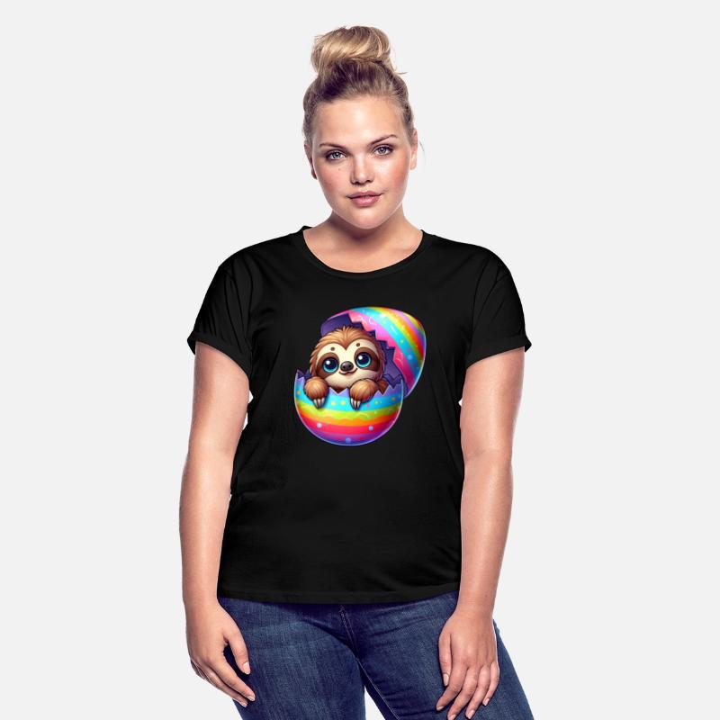 Cute Sloth hatching from colorful egg cartoon