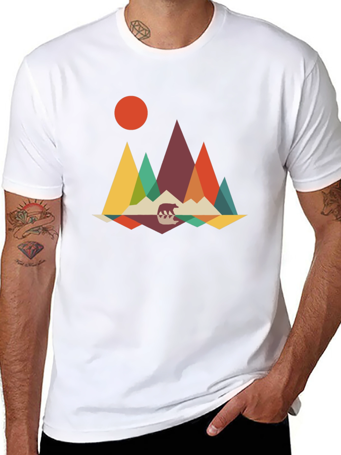 Geometric Mountain Bear Graphic Tee